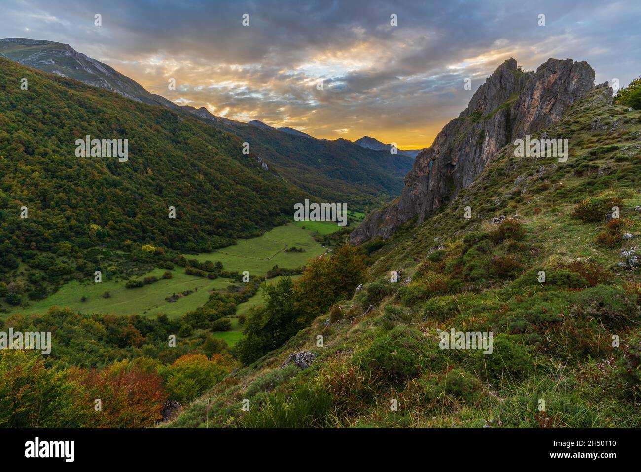 Paesaggio autunnale nel parco naturale di Somiedo nelle Asturie. Foto Stock