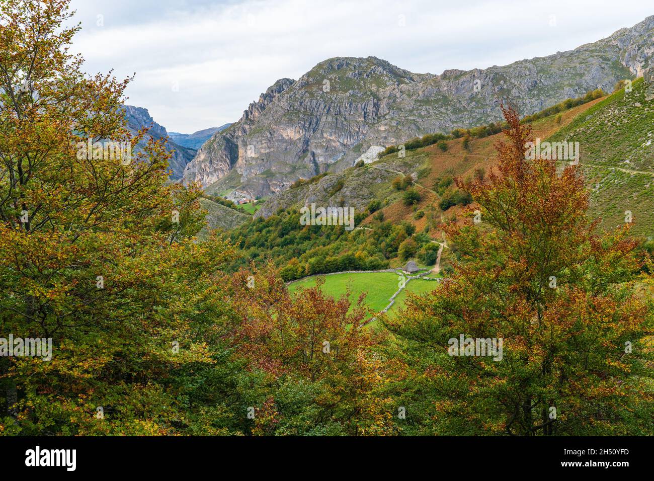 Paesaggio autunnale nel parco naturale di Somiedo nelle Asturie. Foto Stock