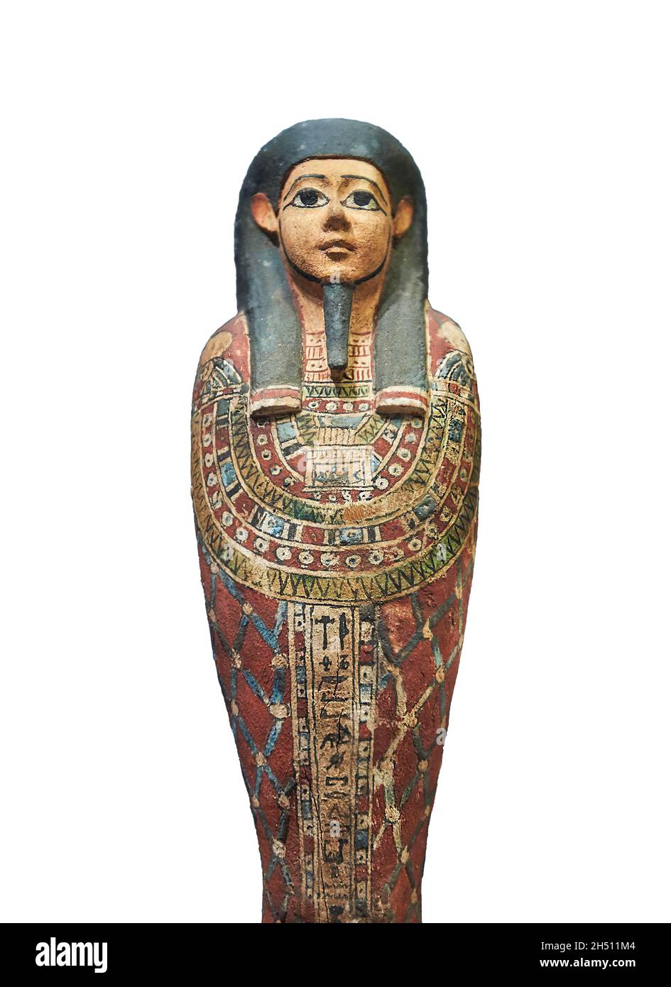 Antica statuina egiziana di Ptah-Sokar-Osiride, 664-322 a.C., Museo del Louvre N 3510D o N4021. Osiride : copertura, collana di Ousekh, barba falsa, in piedi Foto Stock