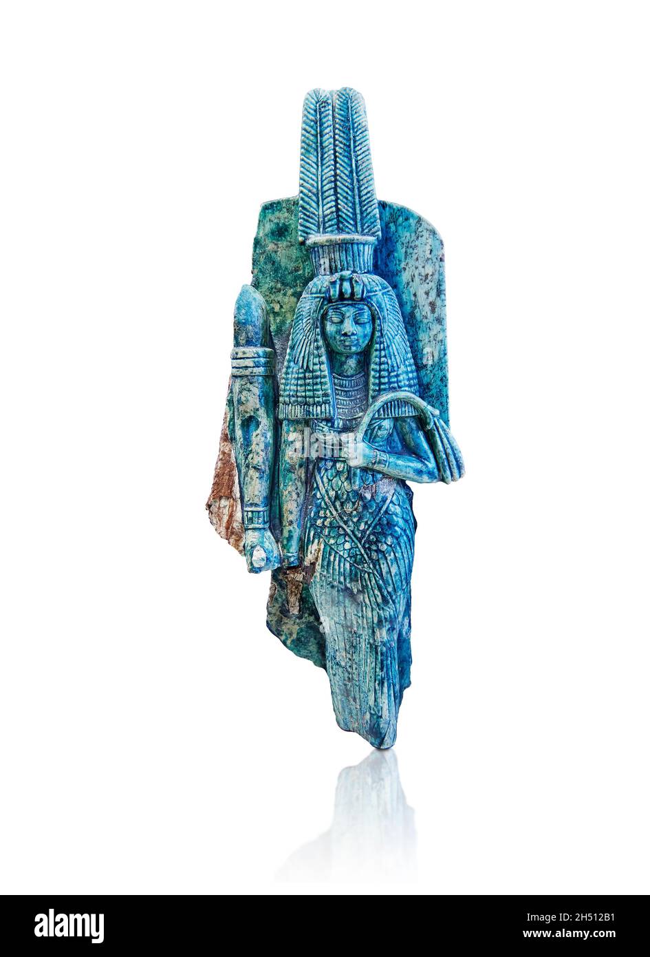 Antica statua egizia raffigurante la Regina Tiy, 1391-1353, 18a dinastia, steatite smaltata, Louvre Mueum inv E25493. Tiy è raffigurato accanto a Amenhotep III ( Foto Stock