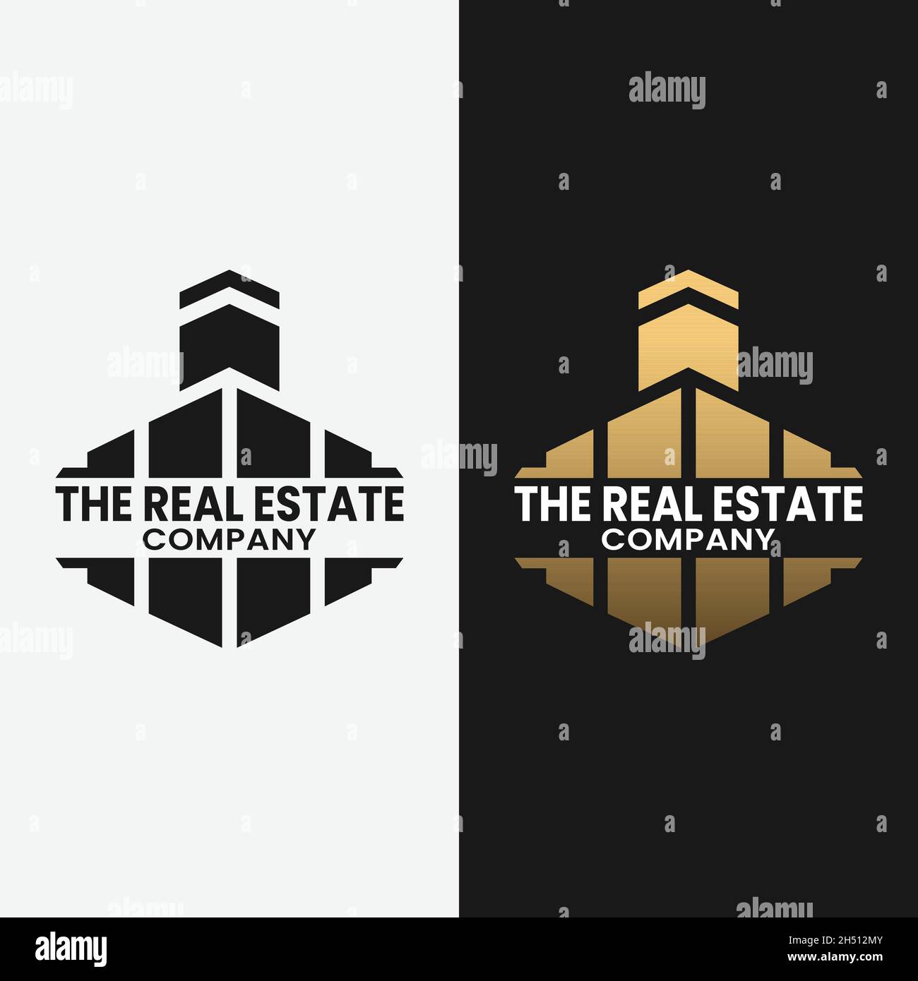 Modello di design del logo del badge Real Estate. Adatto per Real Estate Realty Realtor Properties Mortgage Construction Development Agent Logo. Illustrazione Vettoriale