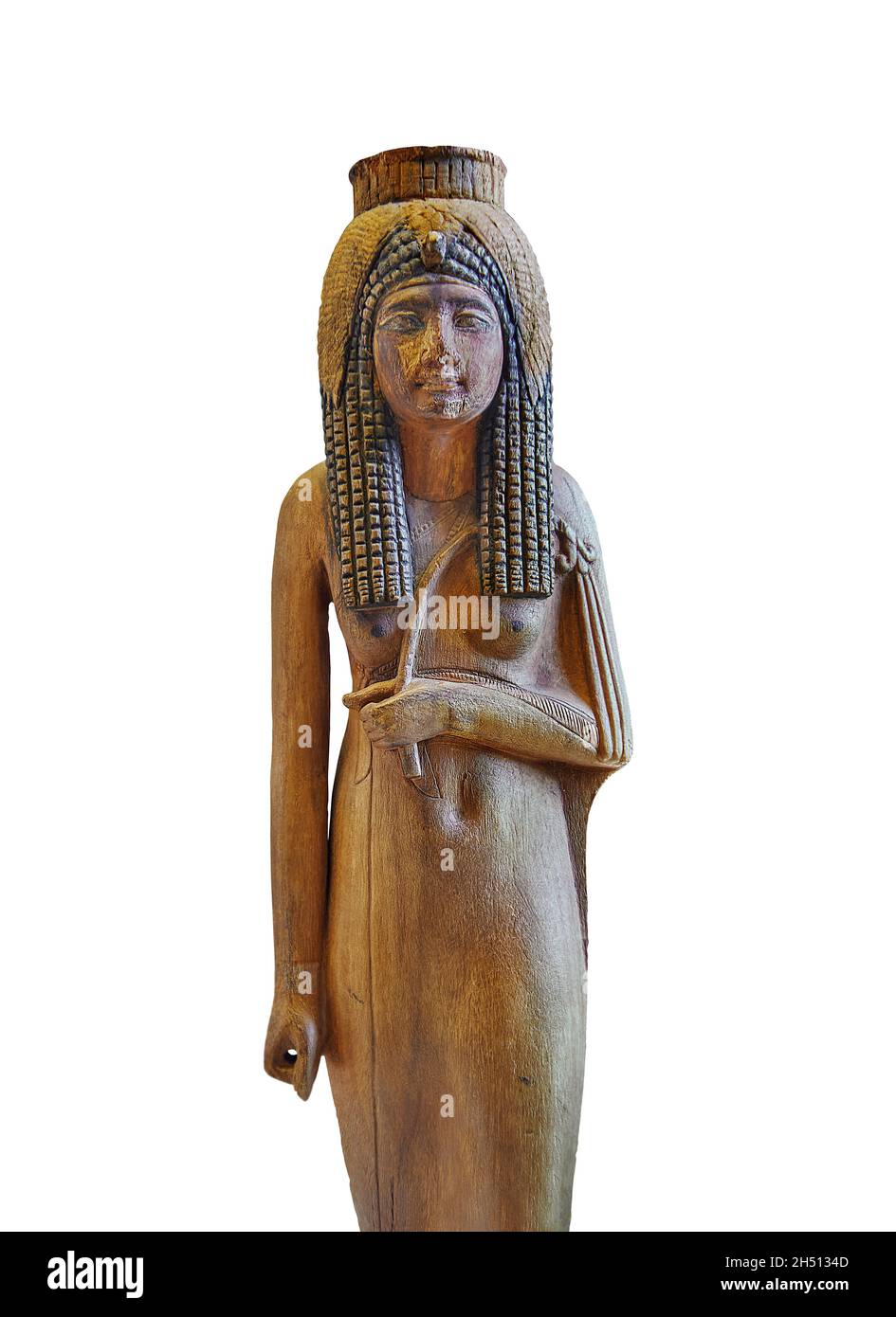 Scultura in legno egiziano della regina deificata Ahmes Nefertari, 1279-1213 a.C. 19esima dinastia, fondò Deir el Medina, acacia. Museo del Louvre inv N 470. Th Foto Stock