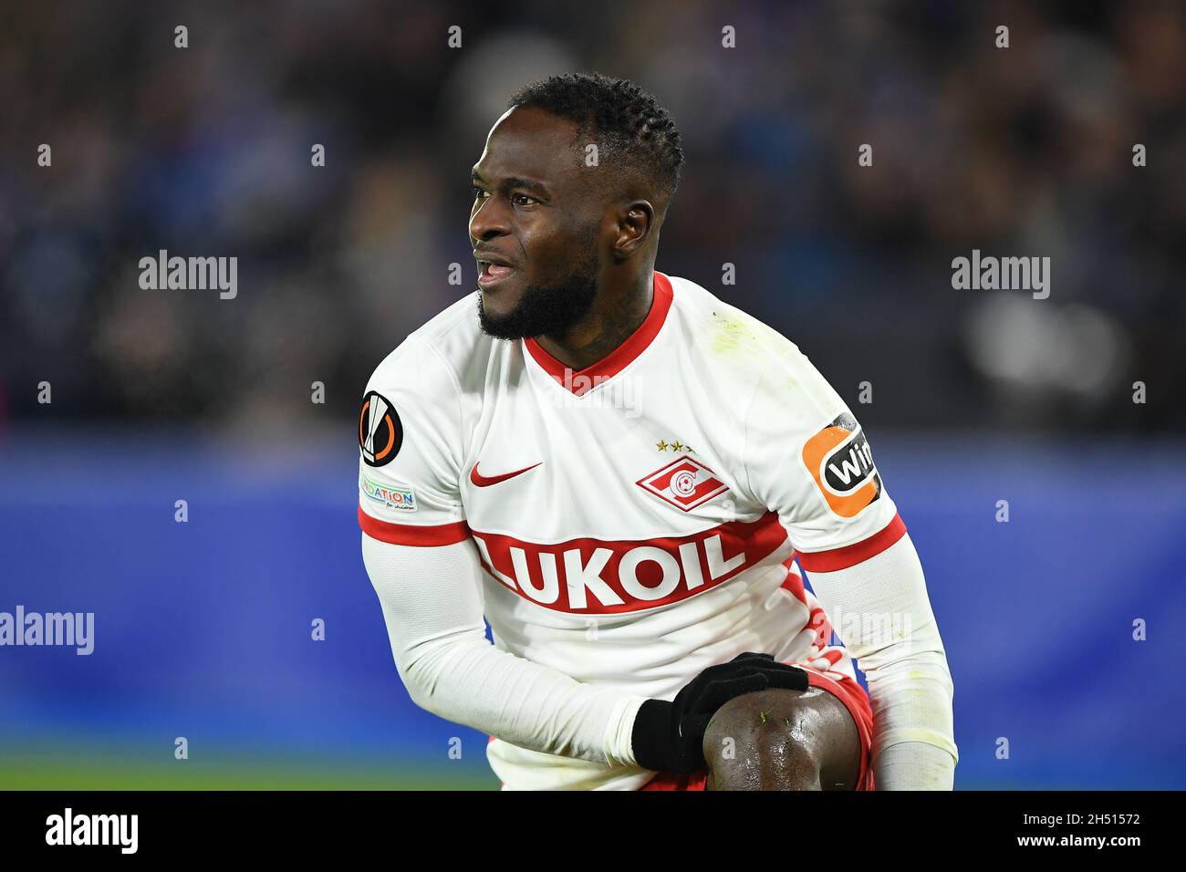 LEICESTER, GBR. 4 NOVEMBRE Victor Moses del FC Spartak Mosca durante la partita UEFA Europa League Group C tra Leicester City e FC Spartak Mosca al King Power Stadium di Leicester giovedì 4 novembre 2021. (Credit: Jon Hobley | MI News) Credit: MI News & Sport /Alamy Live News Foto Stock