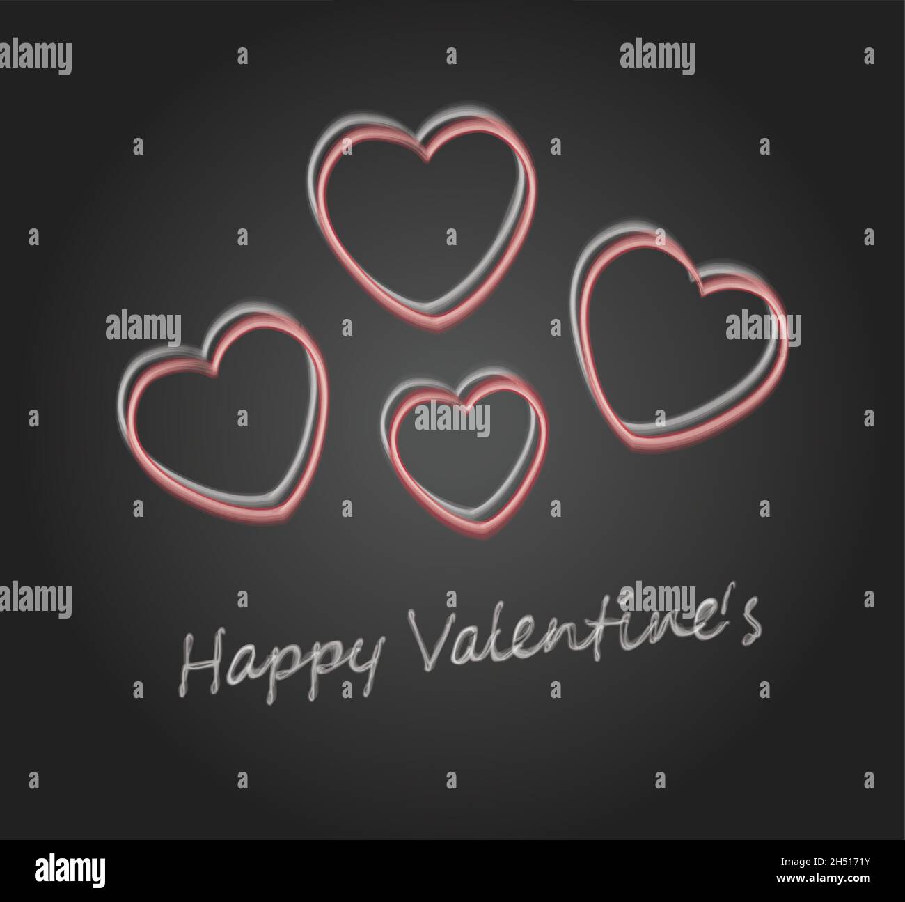 Gesso di cuore con testo felice Valentines su vettore lavagna Illustrazione Vettoriale