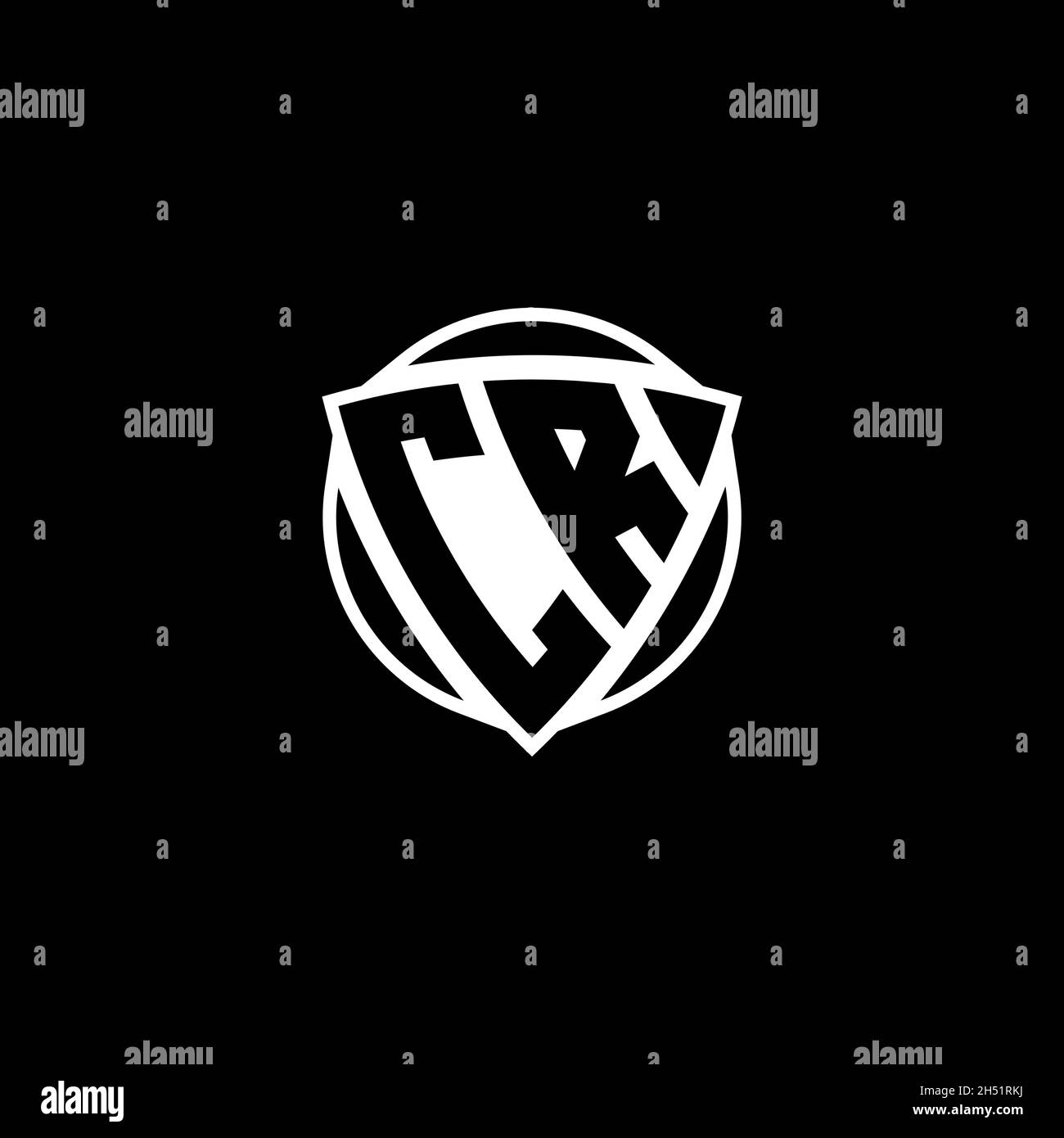 Lettera del logo monogramma CR con forma a scudo triangolare isolata su sfondo bianco. Logo radioattivo, triangolo radioattivo e forma di scudo Illustrazione Vettoriale