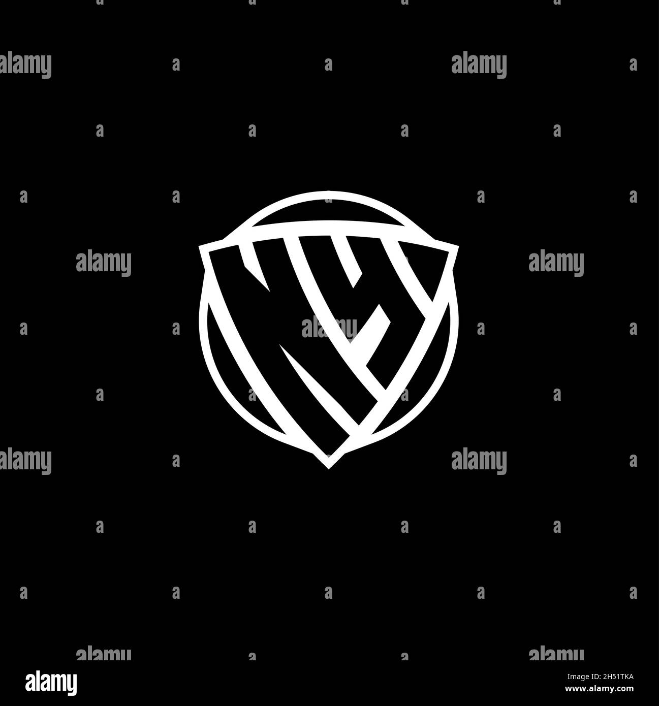 Lettera del logo NY Monogram con forma a scudo triangolare isolata su sfondo bianco. Logo radioattivo, triangolo radioattivo e forma di scudo Illustrazione Vettoriale