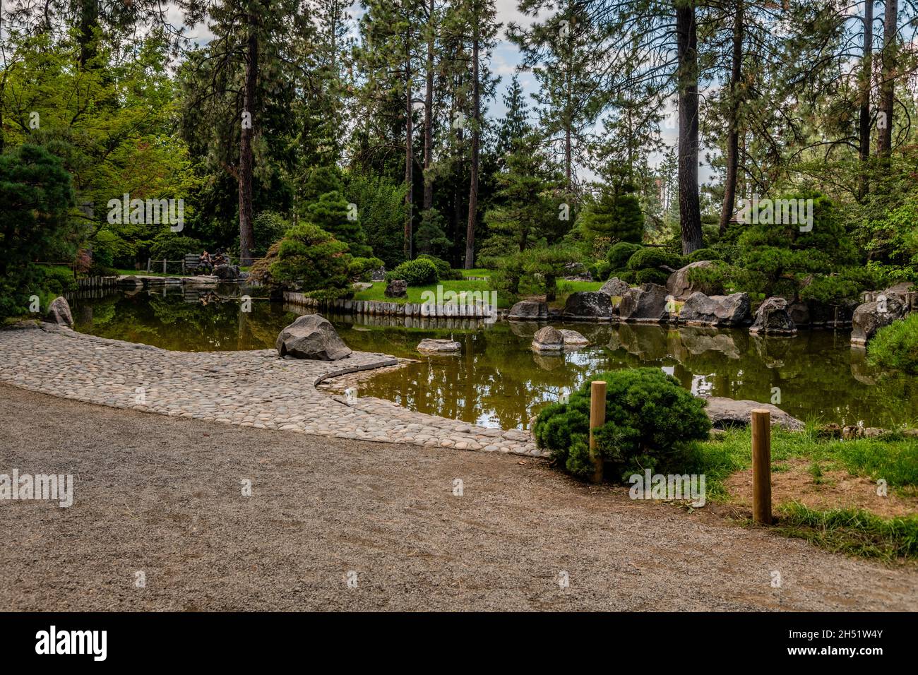 Laghetto di Koi a Manito Park Foto Stock