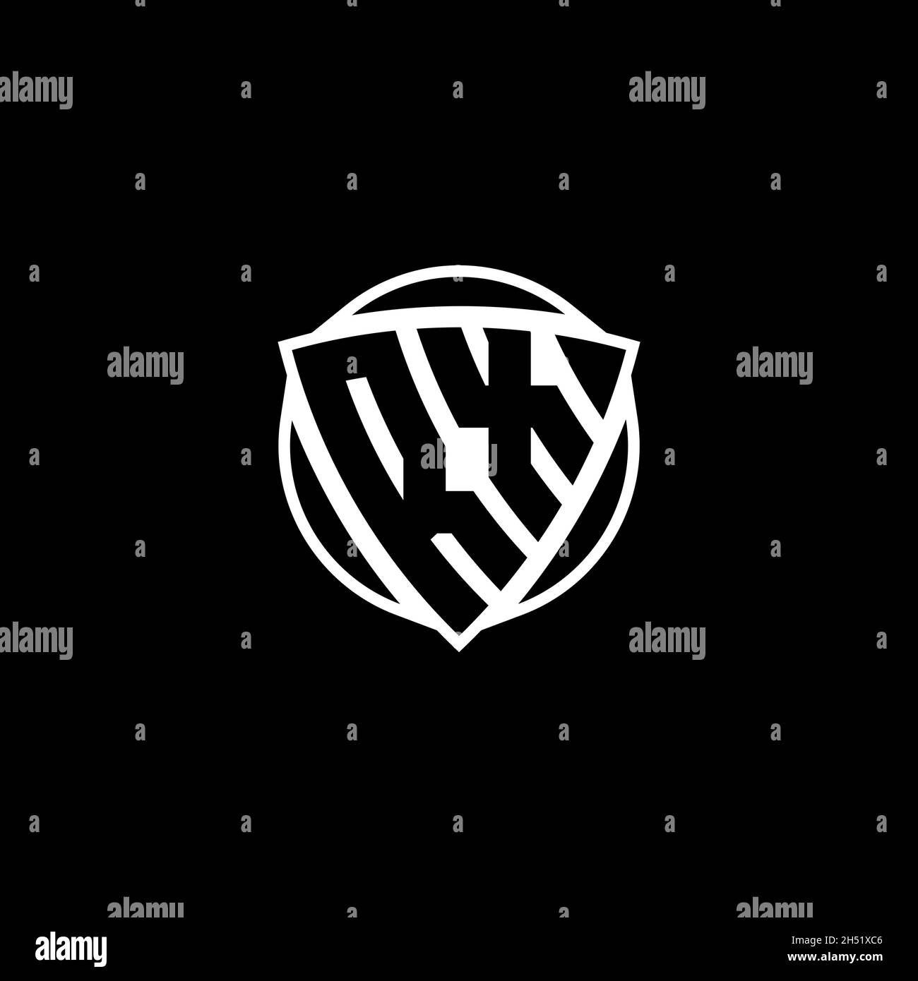 LETTERA del logo del monogramma RX con design a forma di scudo triangolare isolato su sfondo bianco. Logo radioattivo, triangolo radioattivo e forma di scudo Illustrazione Vettoriale