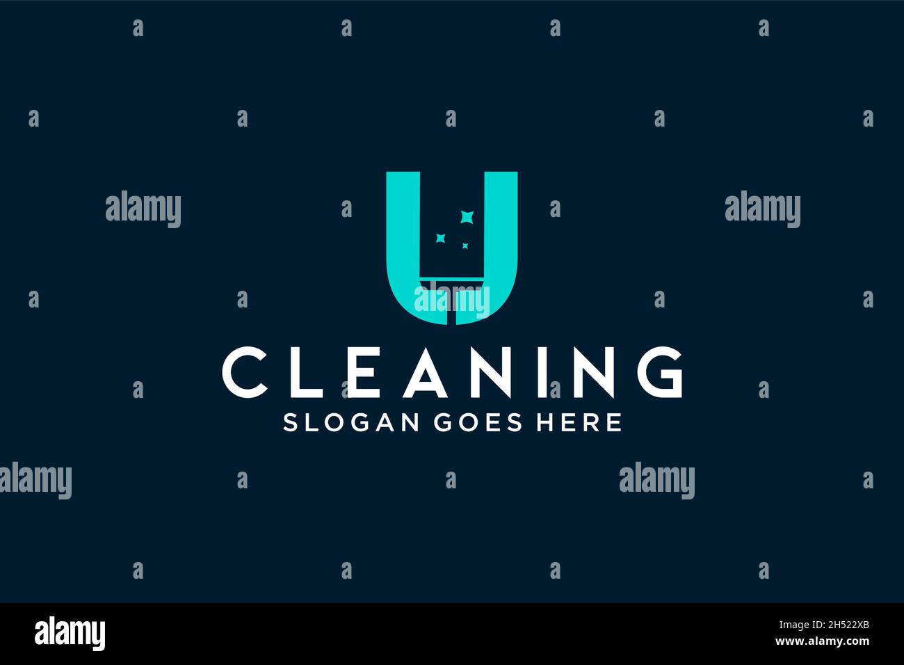 U per la pulizia del servizio di pulizia manutenzione per i dettagli dell'auto, modello vettoriale icona logo case. Illustrazione Vettoriale