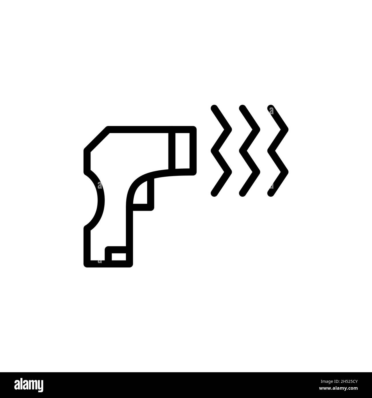 Controllo della temperatura con un termometro senza contatto come misura di prevenzione della malattia covid. Febbre temperatura corporea. Pixel Perfect, tratto modificabile Illustrazione Vettoriale