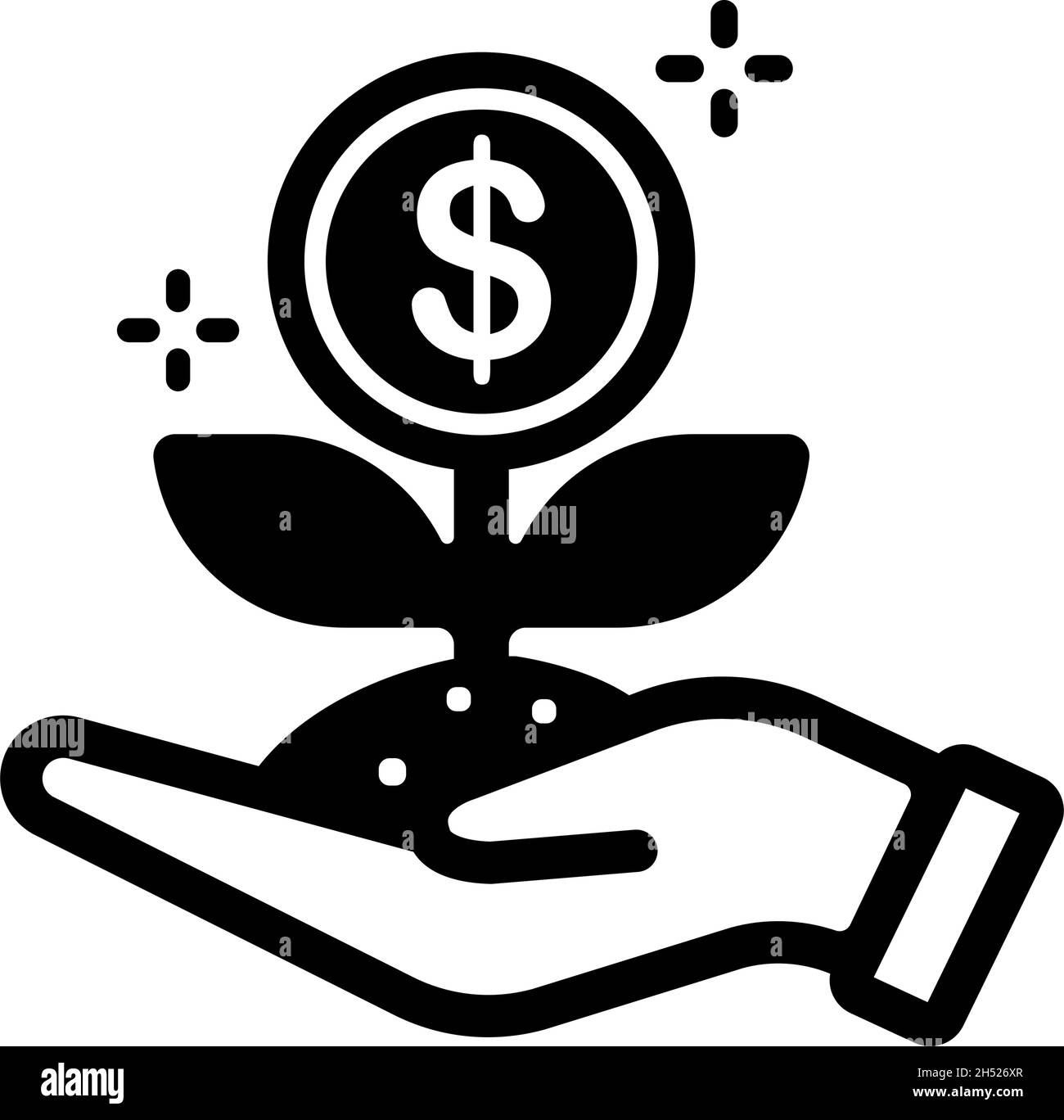 Illustrazione di un'icona vettoriale di Money Plant (simbolo del dollaro) Illustrazione Vettoriale
