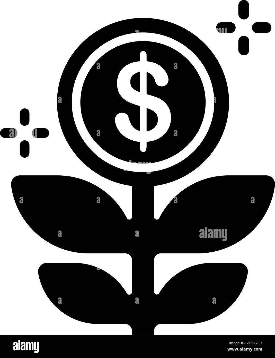 Illustrazione di un'icona vettoriale di Money Plant (simbolo del dollaro) Illustrazione Vettoriale