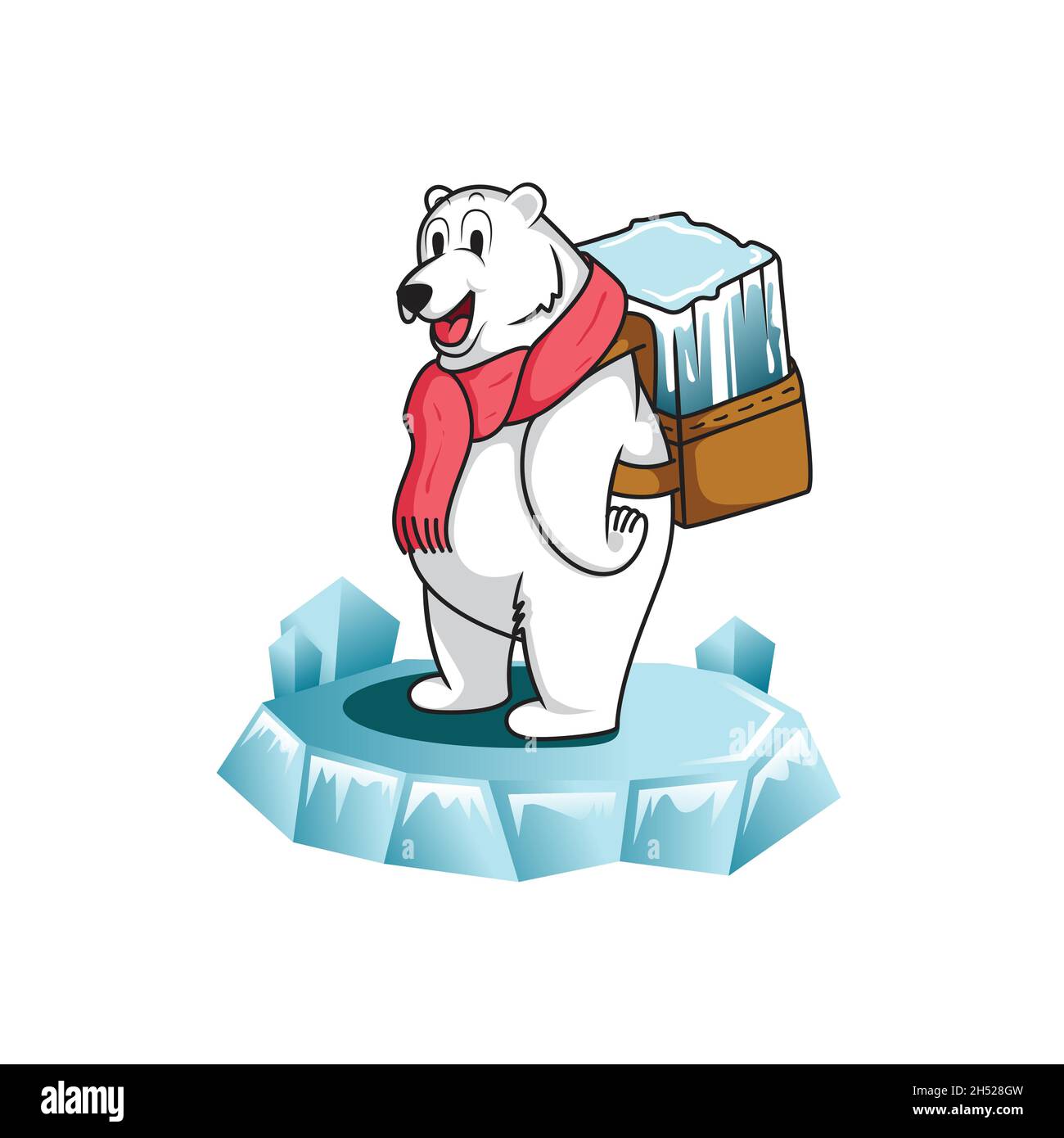 vettore, illustrazione. un orso polare sorriso con portare un blocco di  ghiaccio dietro. cibo e bevande marca Immagine e Vettoriale - Alamy