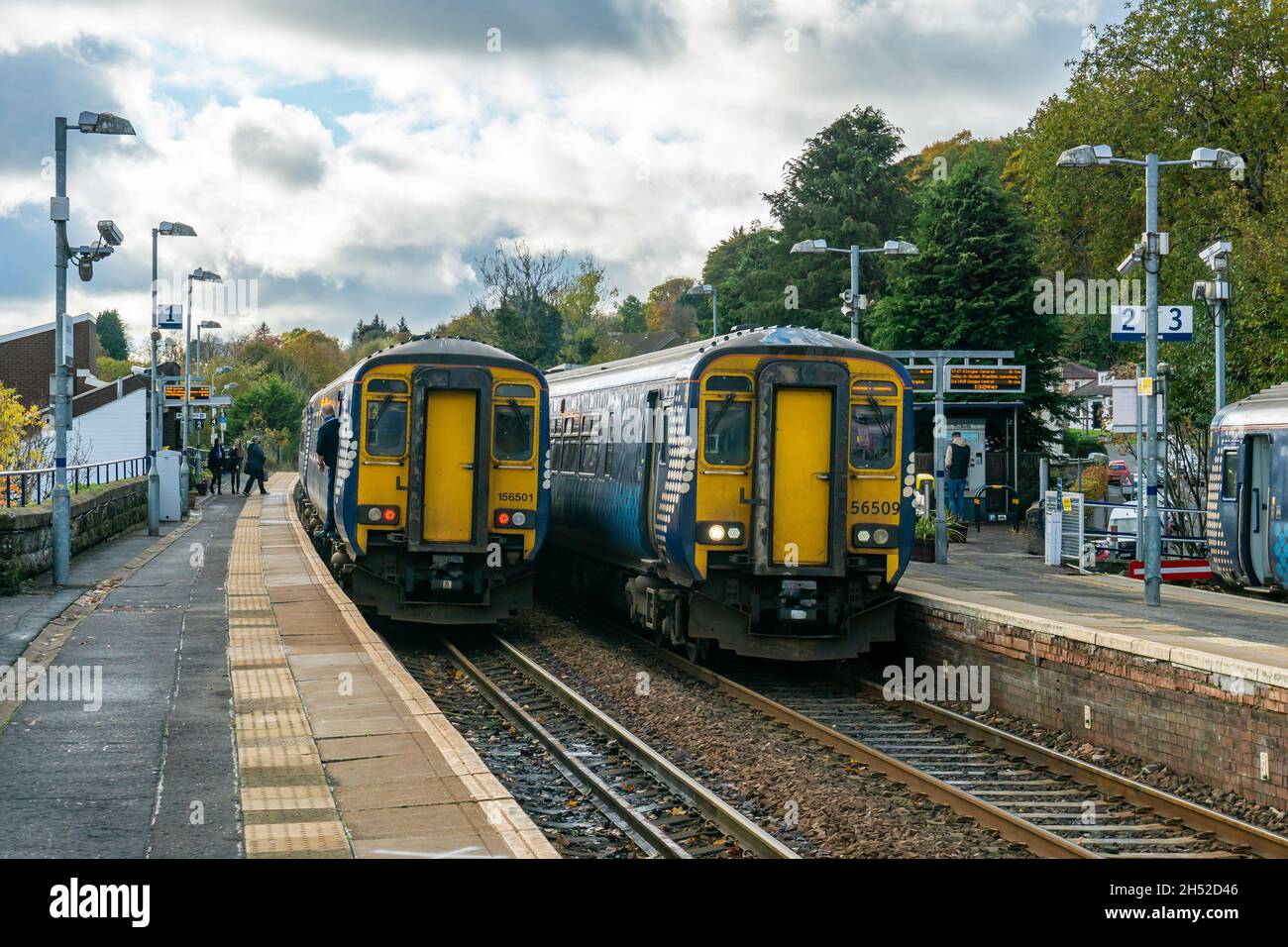 Stazione ferroviaria di Barrhead a Barrhead da Glasgow Central Station Scotland UK Foto Stock