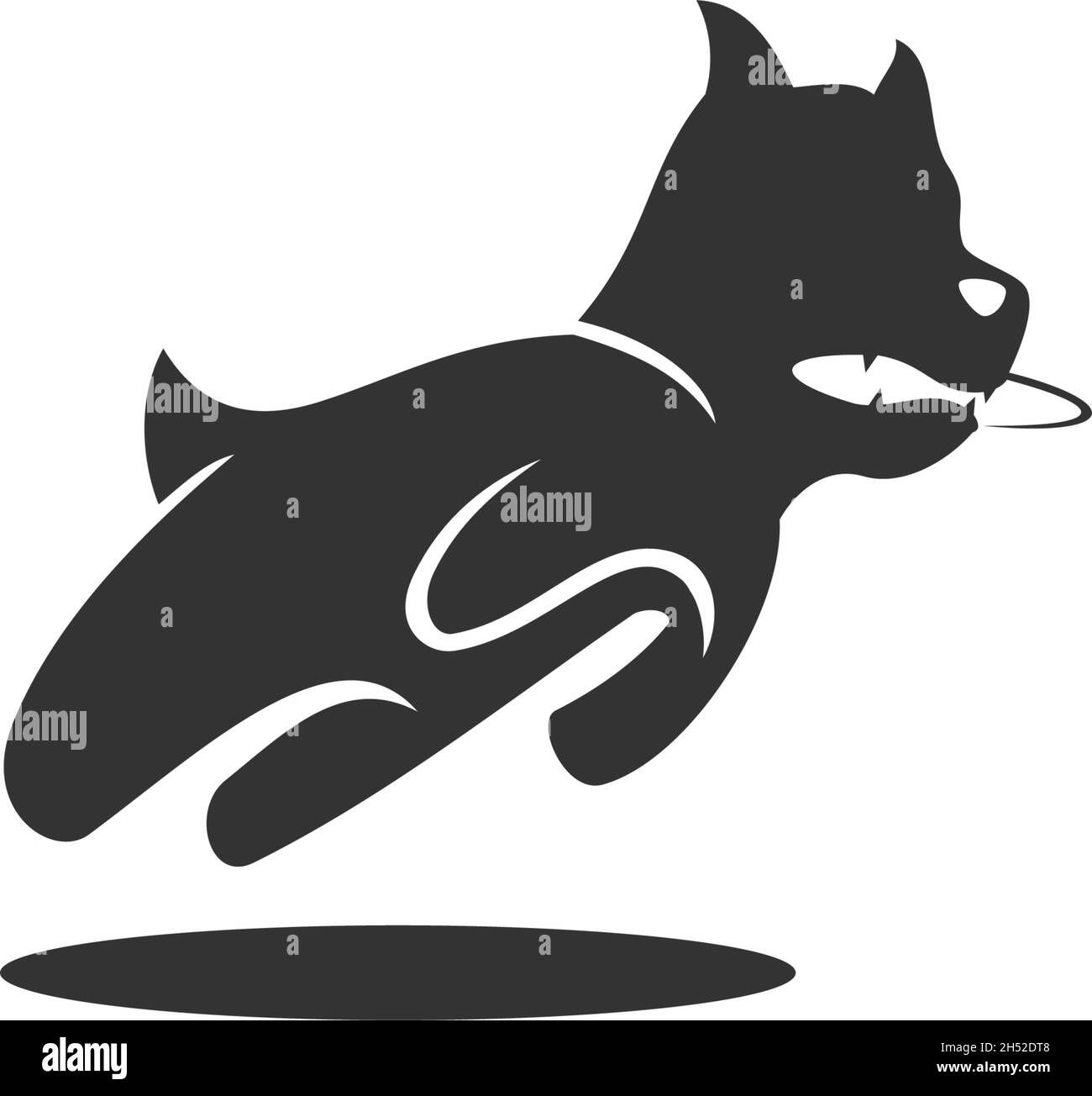 Jumping Dog Bite Frisbee animale domestico gioco modello Illustrazione Vettoriale
