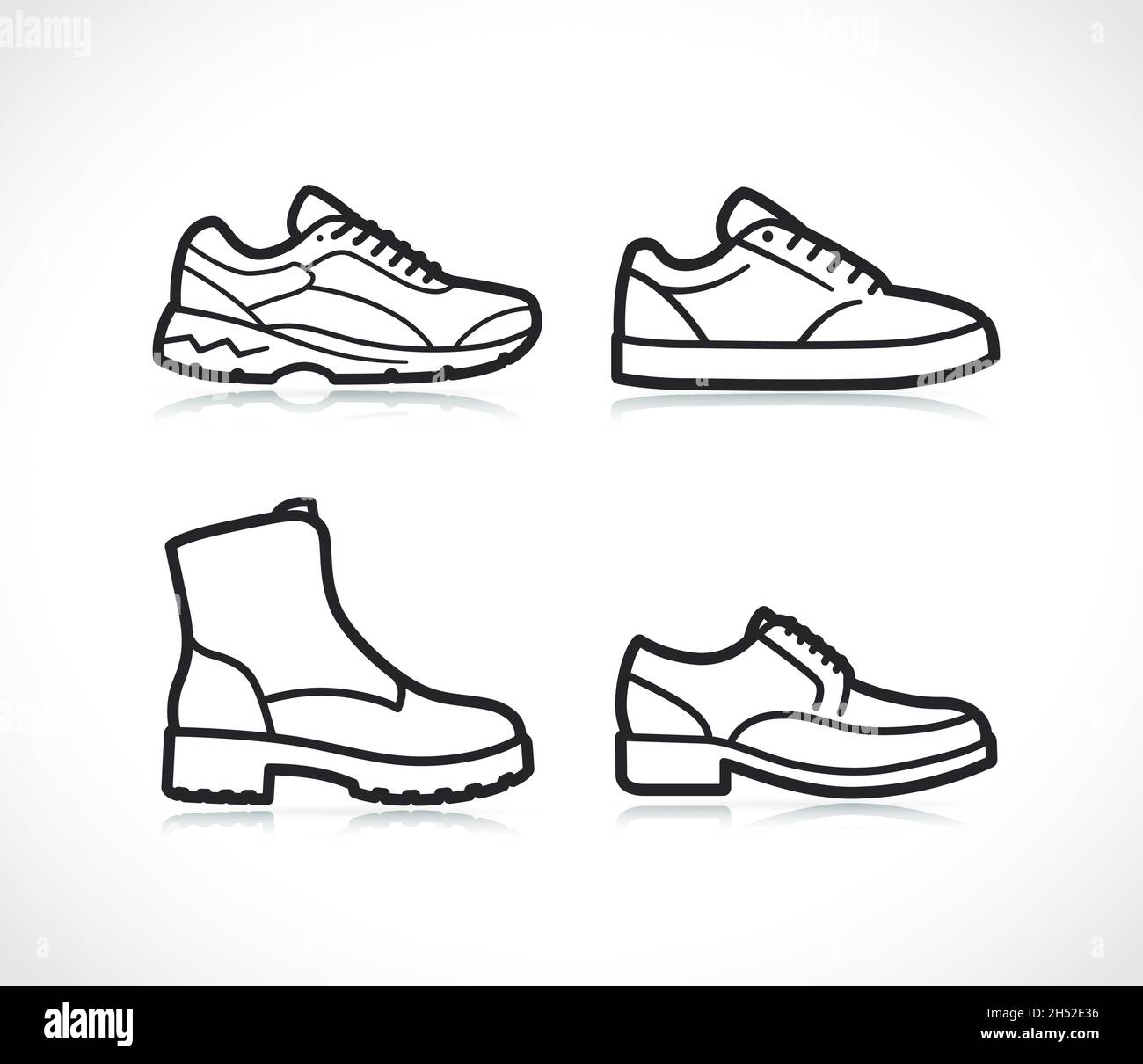 scarpe sottili icone set design isolato Illustrazione Vettoriale