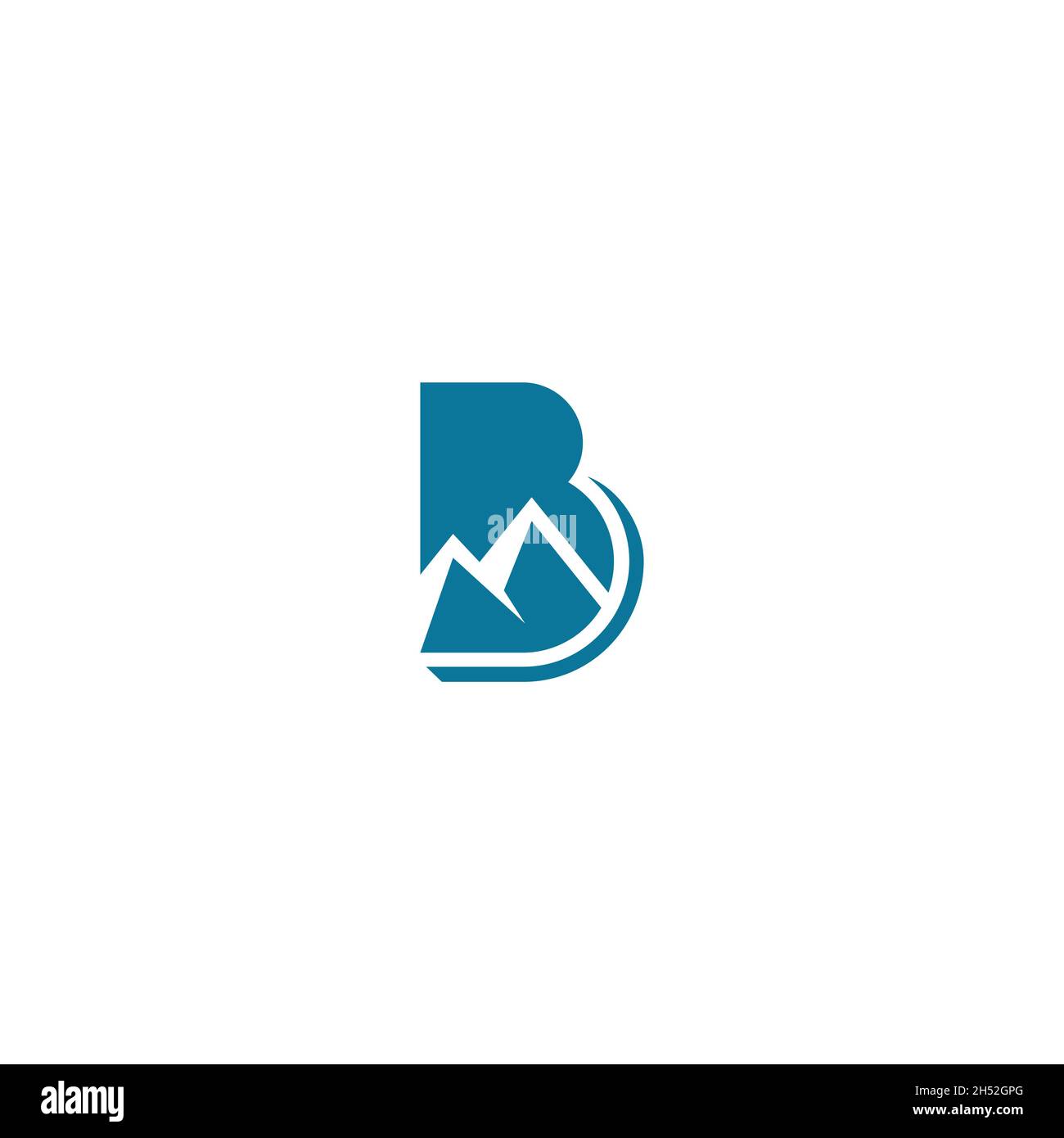 Logo lettera B con una forma di montagna. Buono per escursioni ecc prodotto. Illustrazione Vettoriale