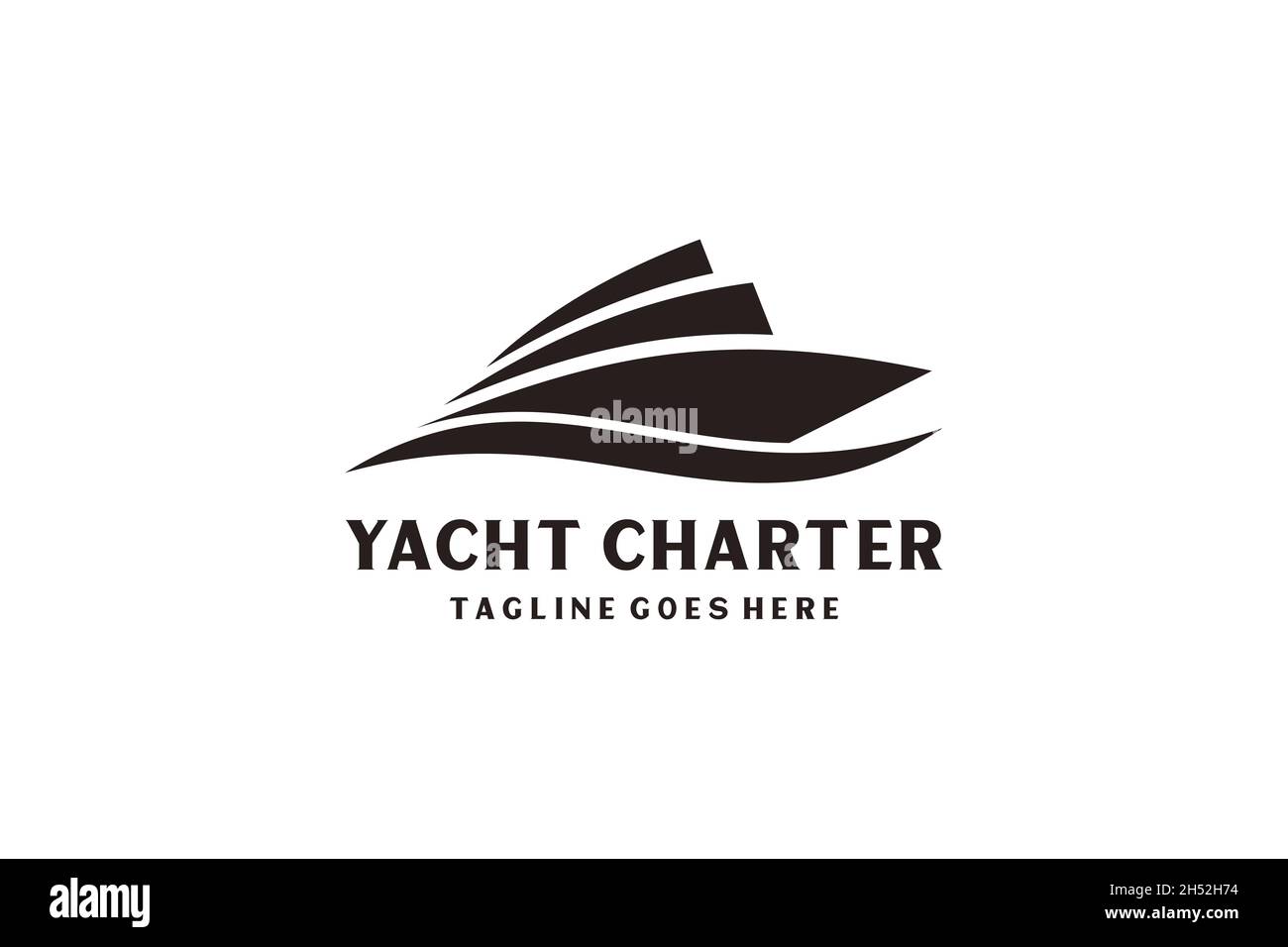 Yacht / crociera Logo design ispirato con arte minimalista. Illustrazione Vettoriale