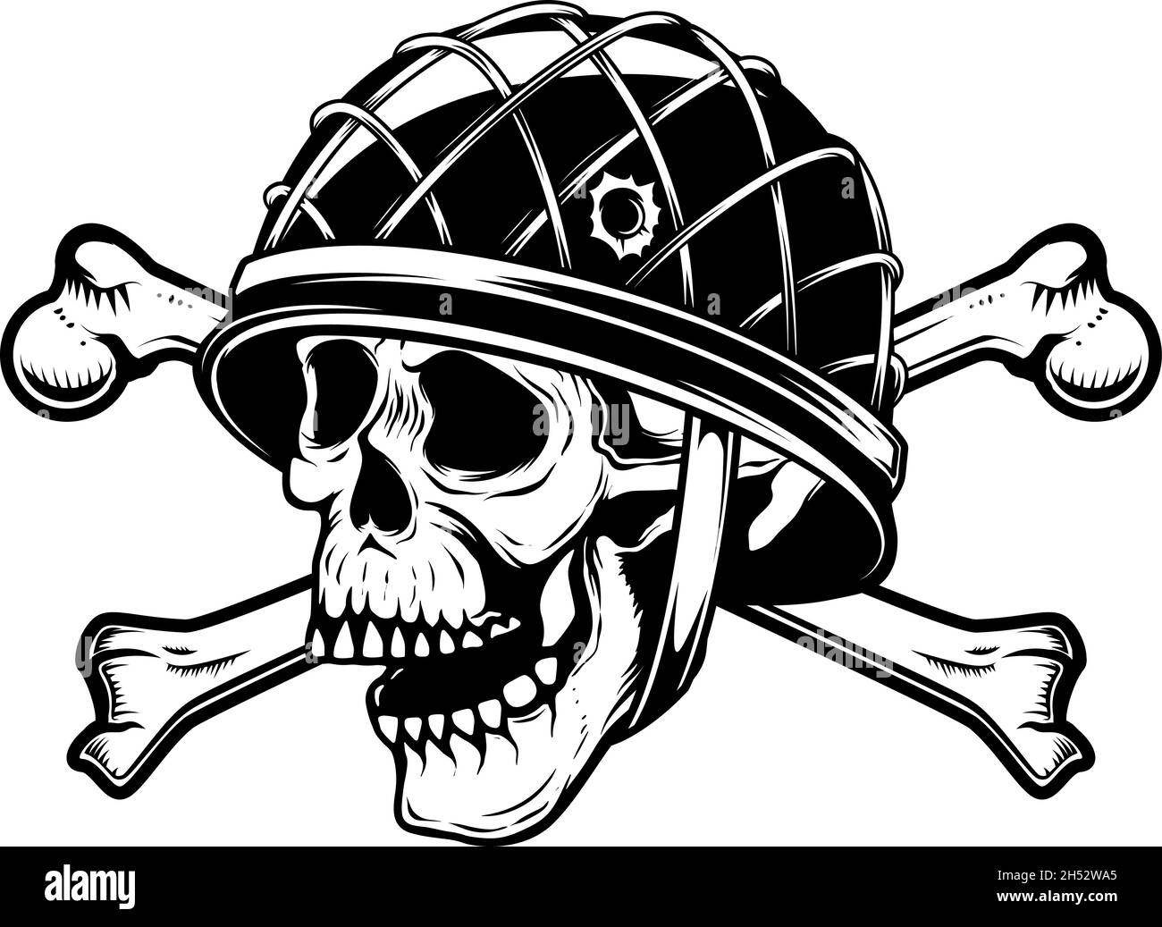 Adesivo Di Stile Tatuato Delle Ossa Incrociate Illustrazione Vettoriale