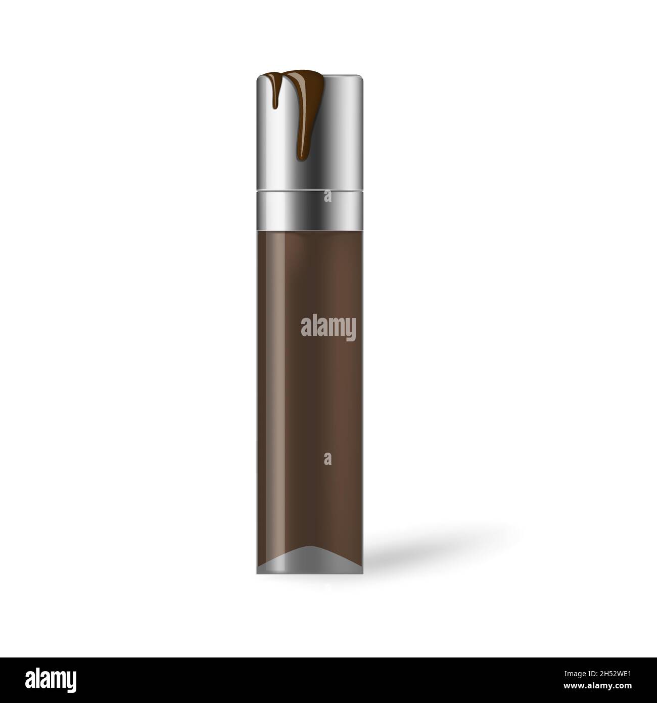 Bottiglia cosmetica con fondazione trucco gocciola su sfondo bianco, illustrazione vettoriale Illustrazione Vettoriale