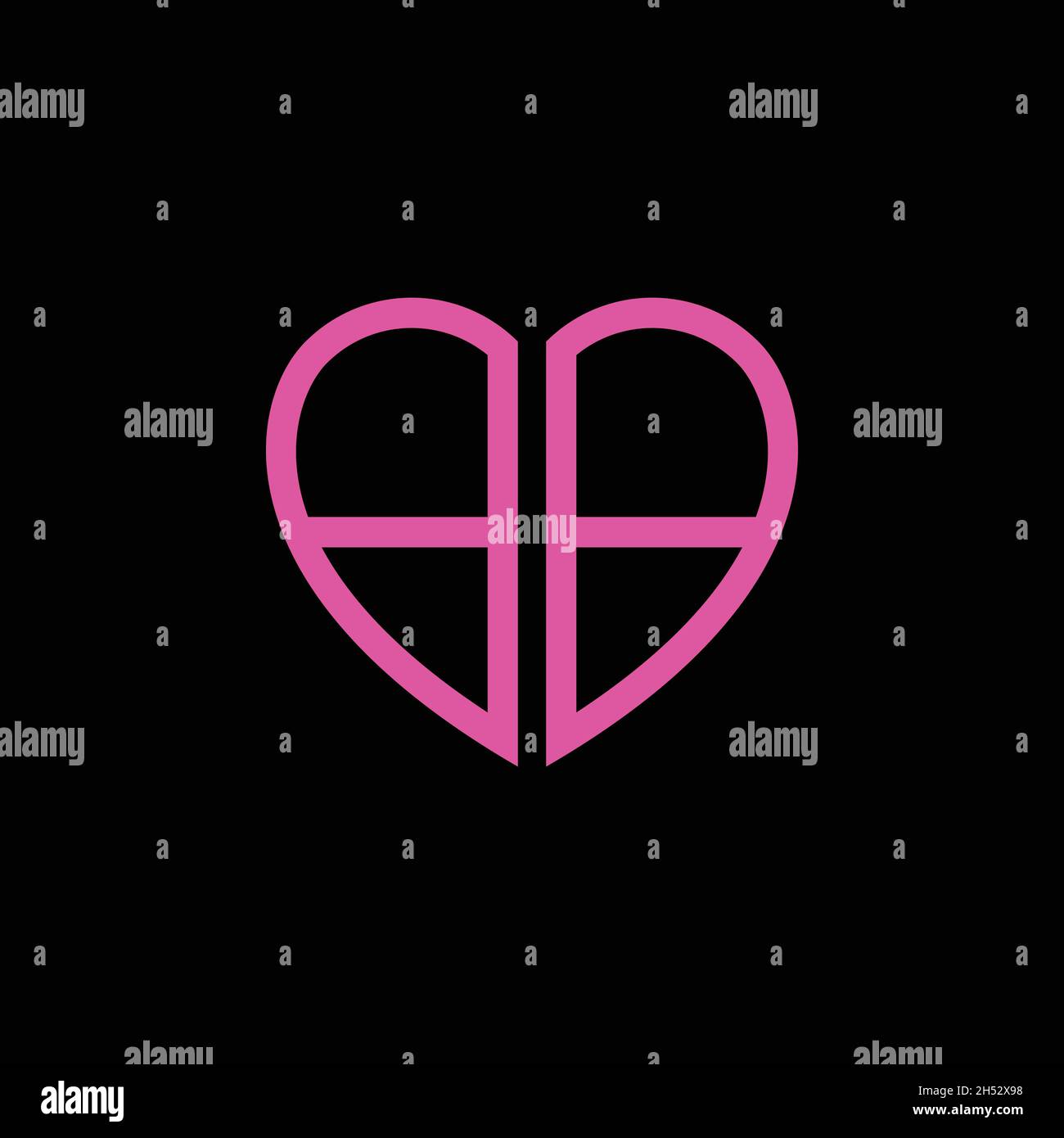 Lettera iniziale BB Love Heart Logo Design vettore Illustrazione Vettoriale