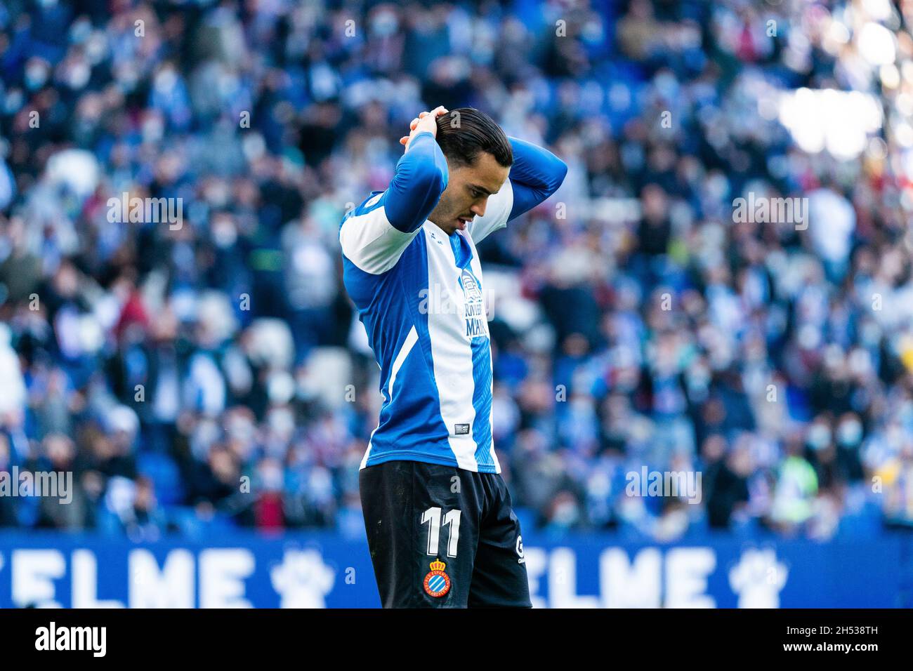 Barcellona, Spagna. 6 novembre 2021. SPAGNA-CALCIO-LA LIGA SANTANDER-RCD ESPANYOL VS GRANADA CF. La Liga Santander partita tra RCD Espanyol e Granada CF in RCD Stadium, el Prat, Spagna, il 6 novembre 2021. © Joan Gosa 2021 Credit: Joan Gosa Badia/Alamy Live News Foto Stock
