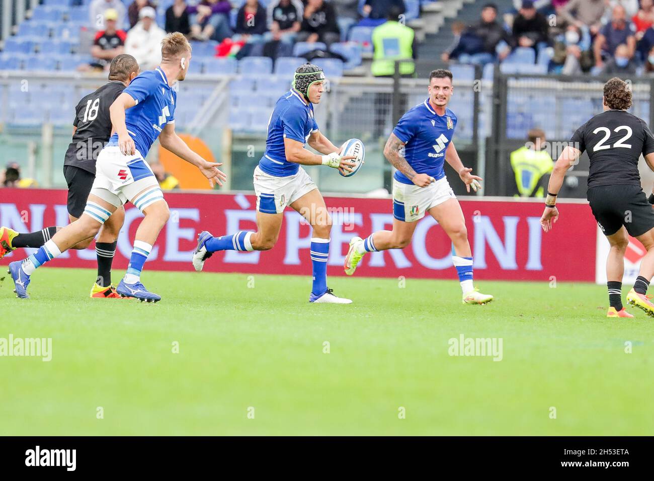 Stadio Olimpico, Roma, Italia, 06 novembre 2021, Italia attacco durante Italia vs New Zeland - gara di rugby Autunno Coppa delle nazioni Foto Stock