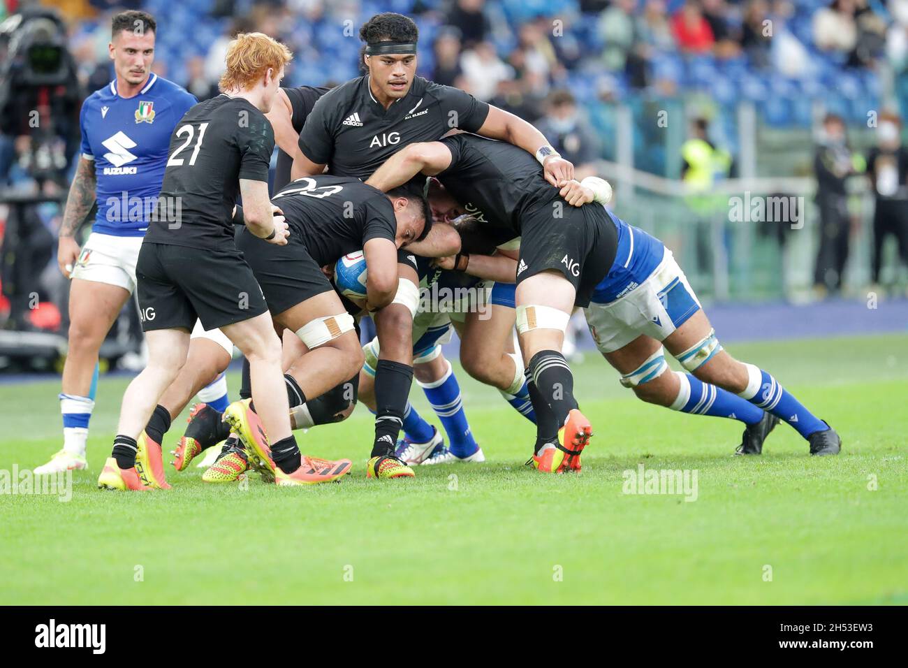 Stadio Olimpico, Roma, Italia, 06 novembre 2021, Maul New Zeland durante l'Italia vs New Zeland - gara di rugby Autunno Nations Cup Foto Stock
