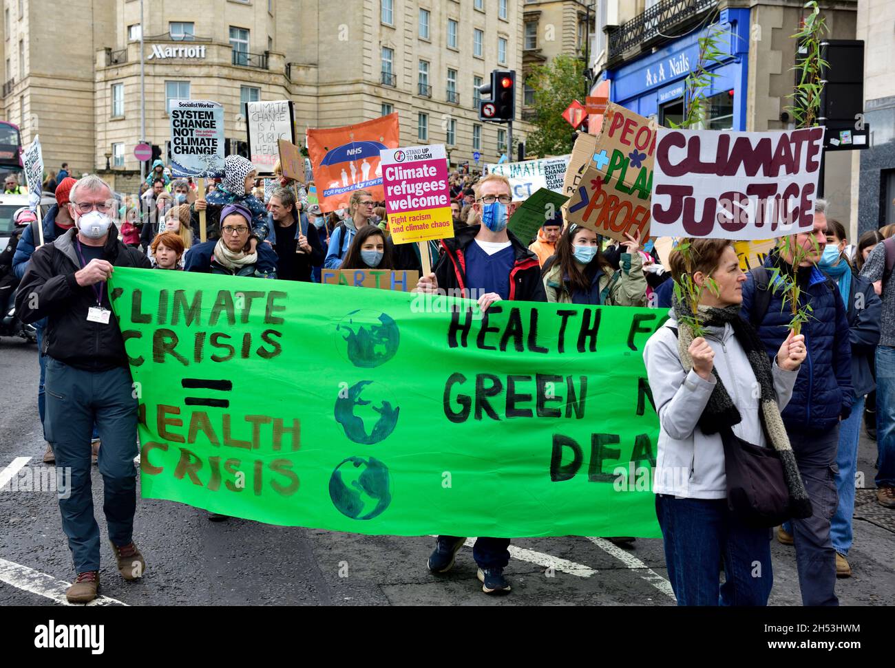 Cambiamento climatico e protesta anticapitalista a Bristol, 6 settembre 2021, Regno Unito Foto Stock
