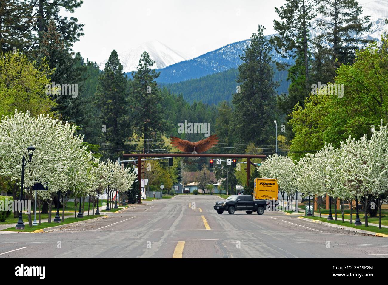 Libby Montana in primavera. Lincoln County, Montana nord-occidentale. (Foto di Randy Beacham) Foto Stock