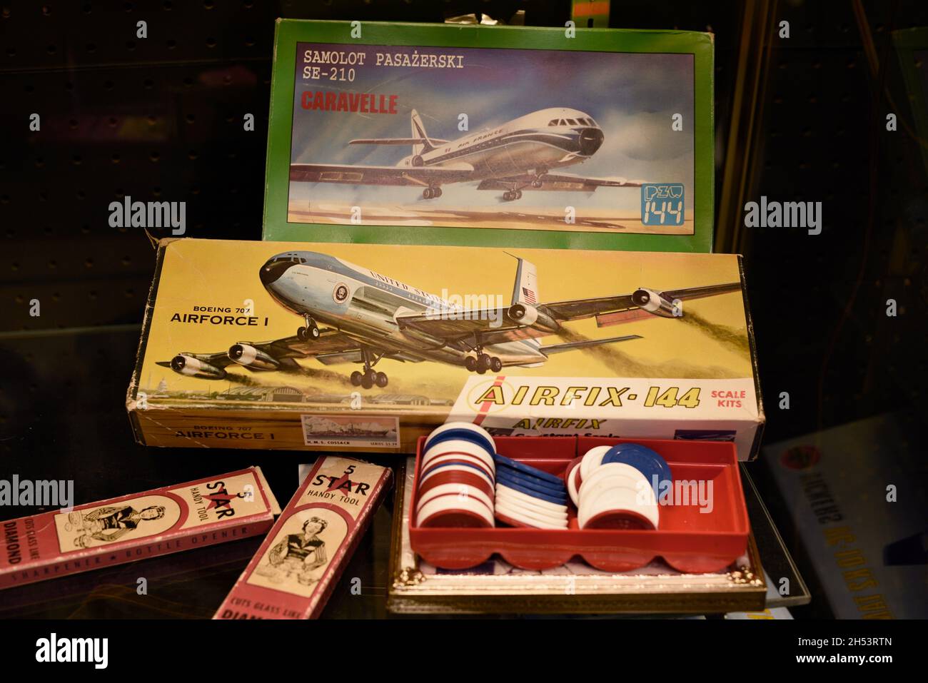 Un kit modello in scala anni '60 del Boeing 707 Air Force One Jet Airfix Corporation. Foto Stock