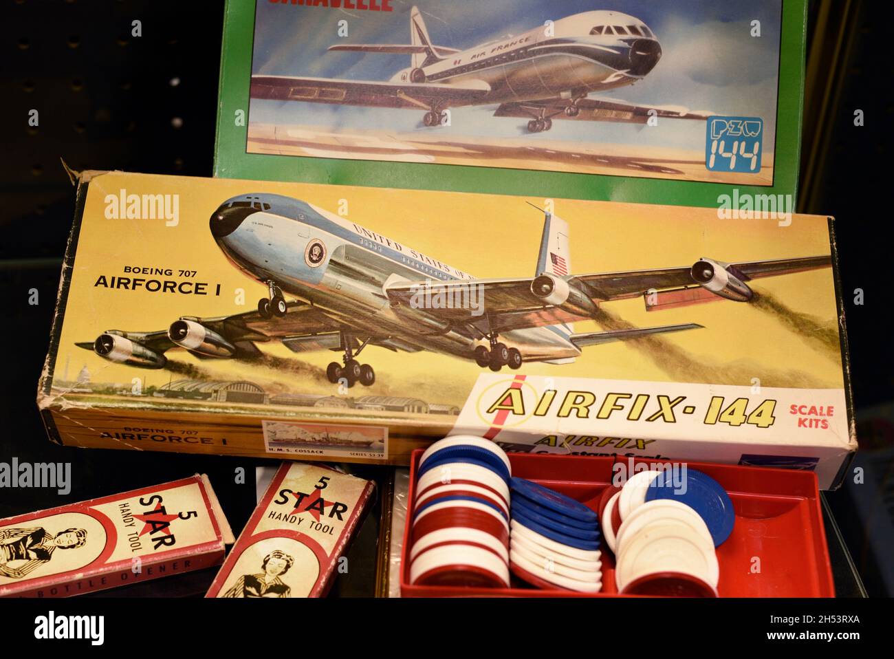 Un kit modello in scala anni '60 del Boeing 707 Air Force One Jet Airfix Corporation. Foto Stock