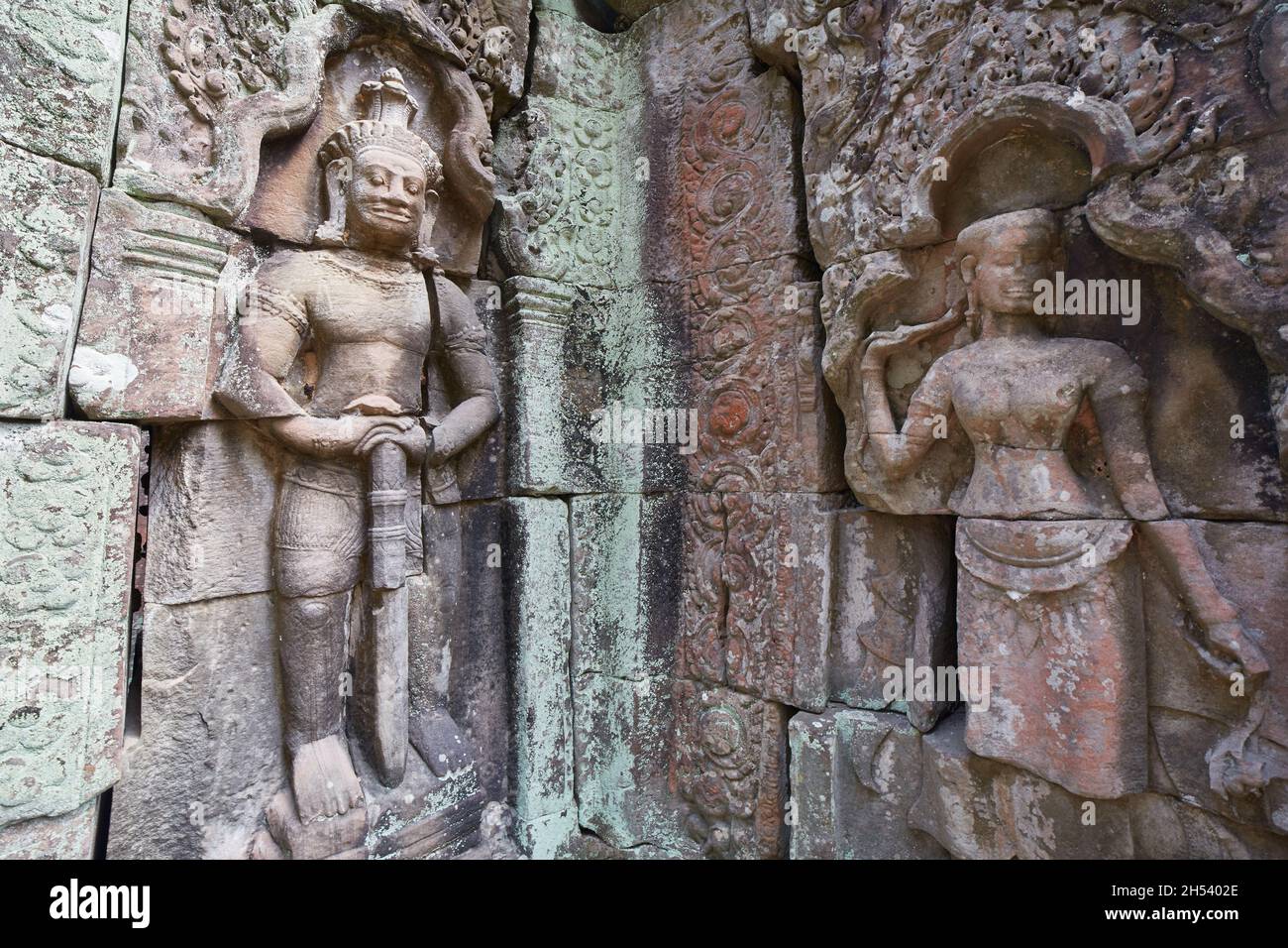 Fondata nel 10th secolo dal terzo re dell'Impero Khmer, Indravarman i, Preah Ko è un esempio fondamentale della pianta del tempio 'trimurti' Foto Stock