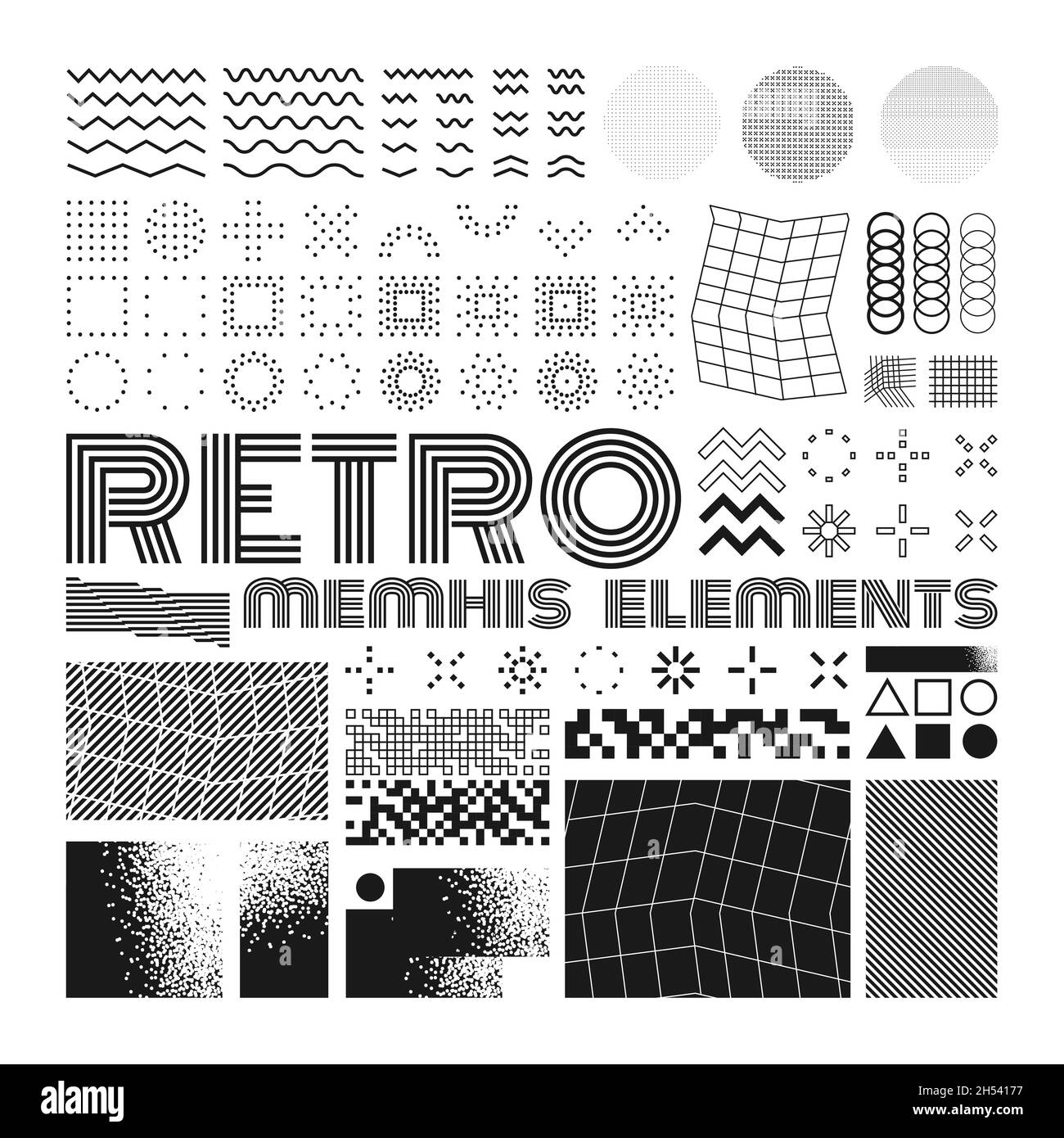 Elementi di design Vector Memphis. Illustrazione Vettoriale