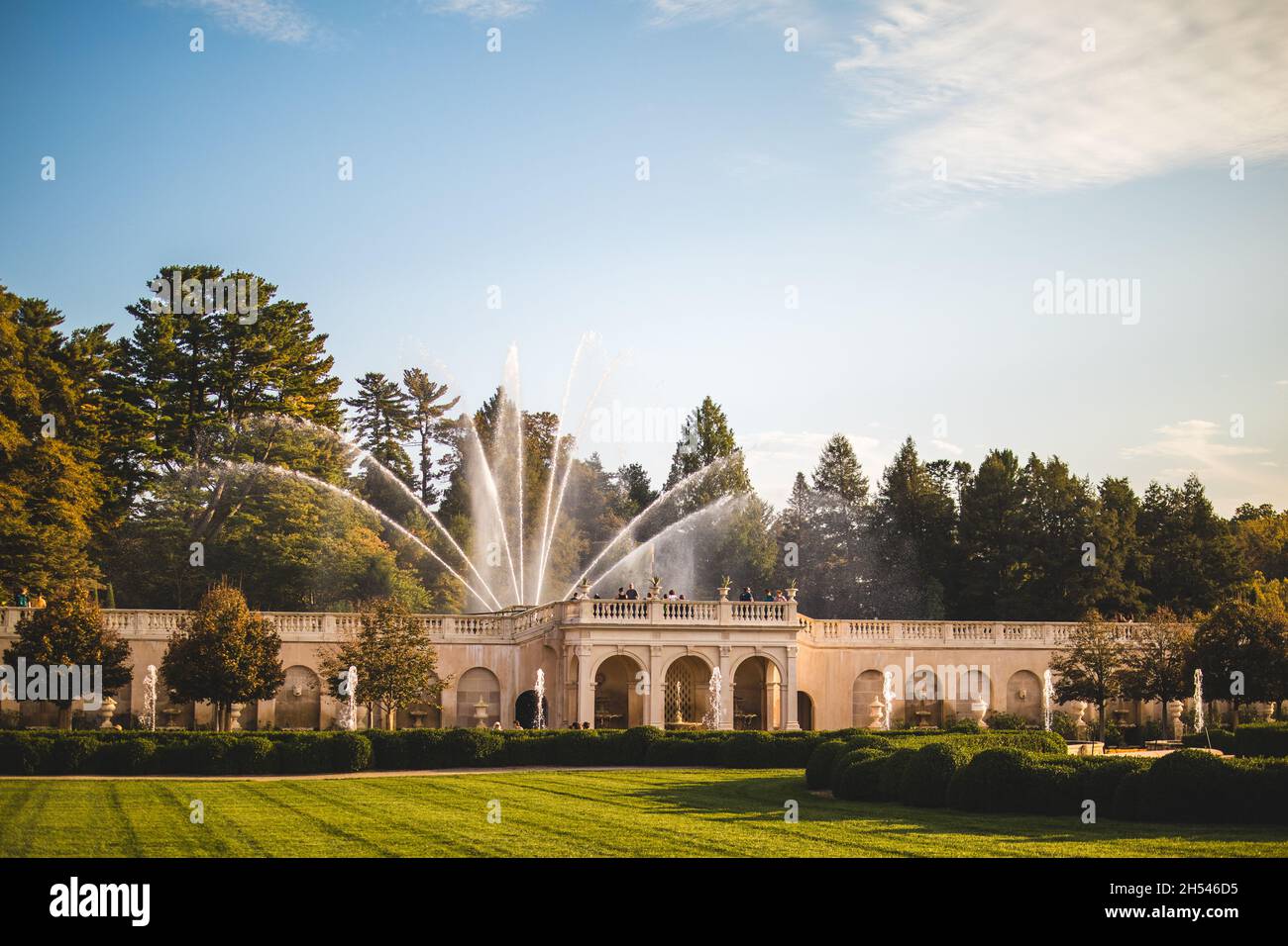 La Fontana principale a Longwood Gardens, Kennett Square, Pennsylvania. Foto Stock