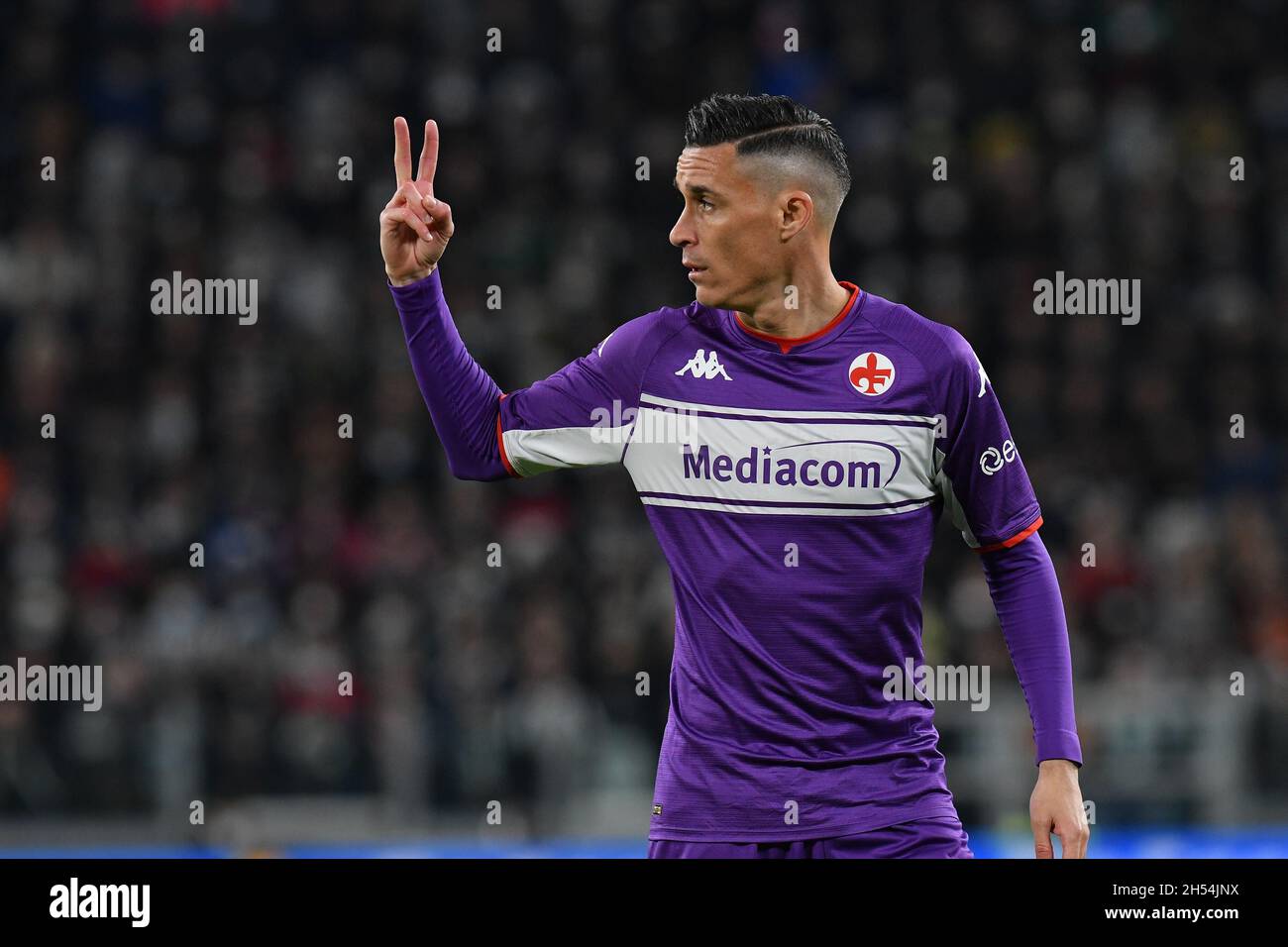 Torino, Italia. 6 novembre 2021. Jose Callejon di ACF Fiorentina gesti durante la Serie A 2020/21 match tra Juventus FC e ACF Fiorentina allo Stadio Allianz il 06 novembre 2021 a Torino, Italia credito: Independent Photo Agency/Alamy Live News Foto Stock