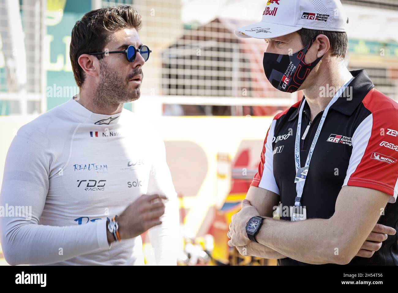 Ogier Sebastien (fra), Toyota Gazoo Racing, Toyota GR010 - Hybrid, ritratto NATO NORMAN (fra), REALTEAM RACING, ORECA 07 - GIBSON, RITRATTO durante le 8 ore del Bahrain, 6° round del Campionato Mondiale FIA Endurance 2021, FIA WEC, sul circuito Internazionale del Bahrain, dal 4 al 6 novembre, 2021 a Sakhir, Bahrain - Foto: Francois Flamand/DPPI/LiveMedia Foto Stock
