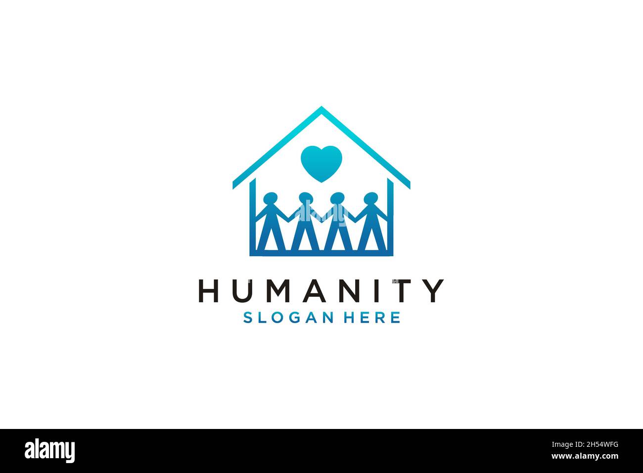 Logo della gente di umanità sociale. Modello di design con logo a vettore piatto Illustrazione Vettoriale