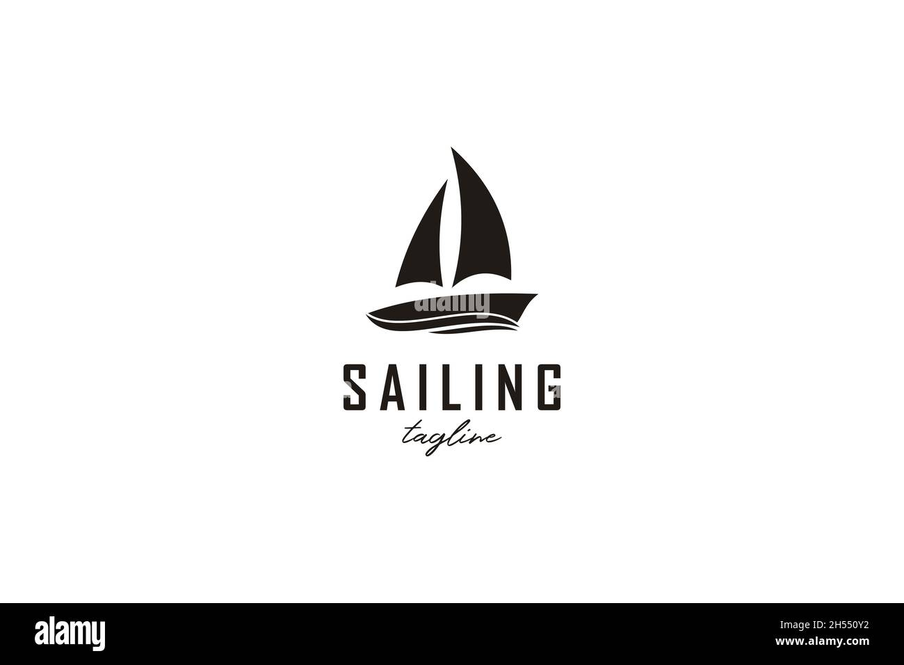 Yacht a vela semplice silhouette Logo design Inspiration Vector Illustrazione Vettoriale