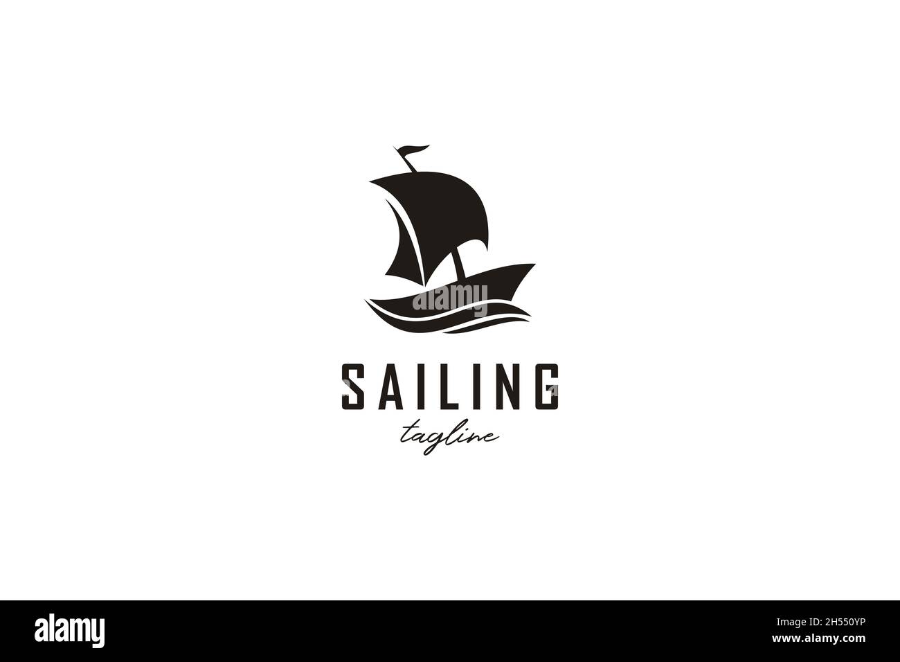 Yacht a vela semplice silhouette Logo design Inspiration Vector Illustrazione Vettoriale