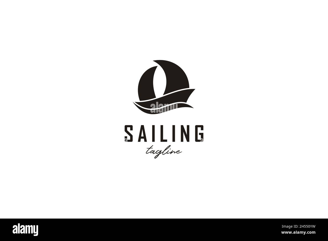 Yacht a vela semplice silhouette Logo design Inspiration Vector Illustrazione Vettoriale