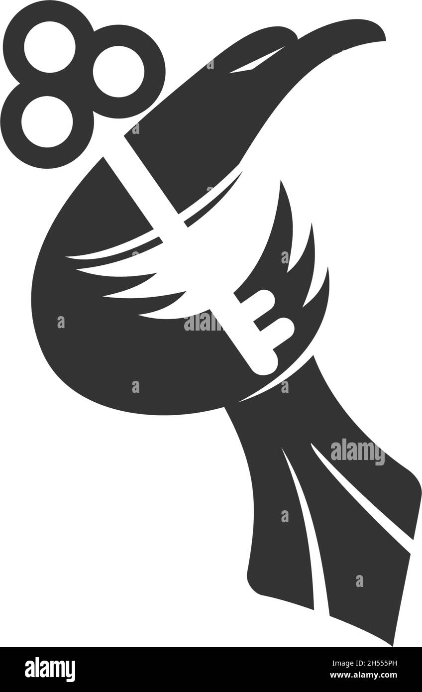 Modello di illustrazione della soluzione Eagle Holding Key isolato Illustrazione Vettoriale