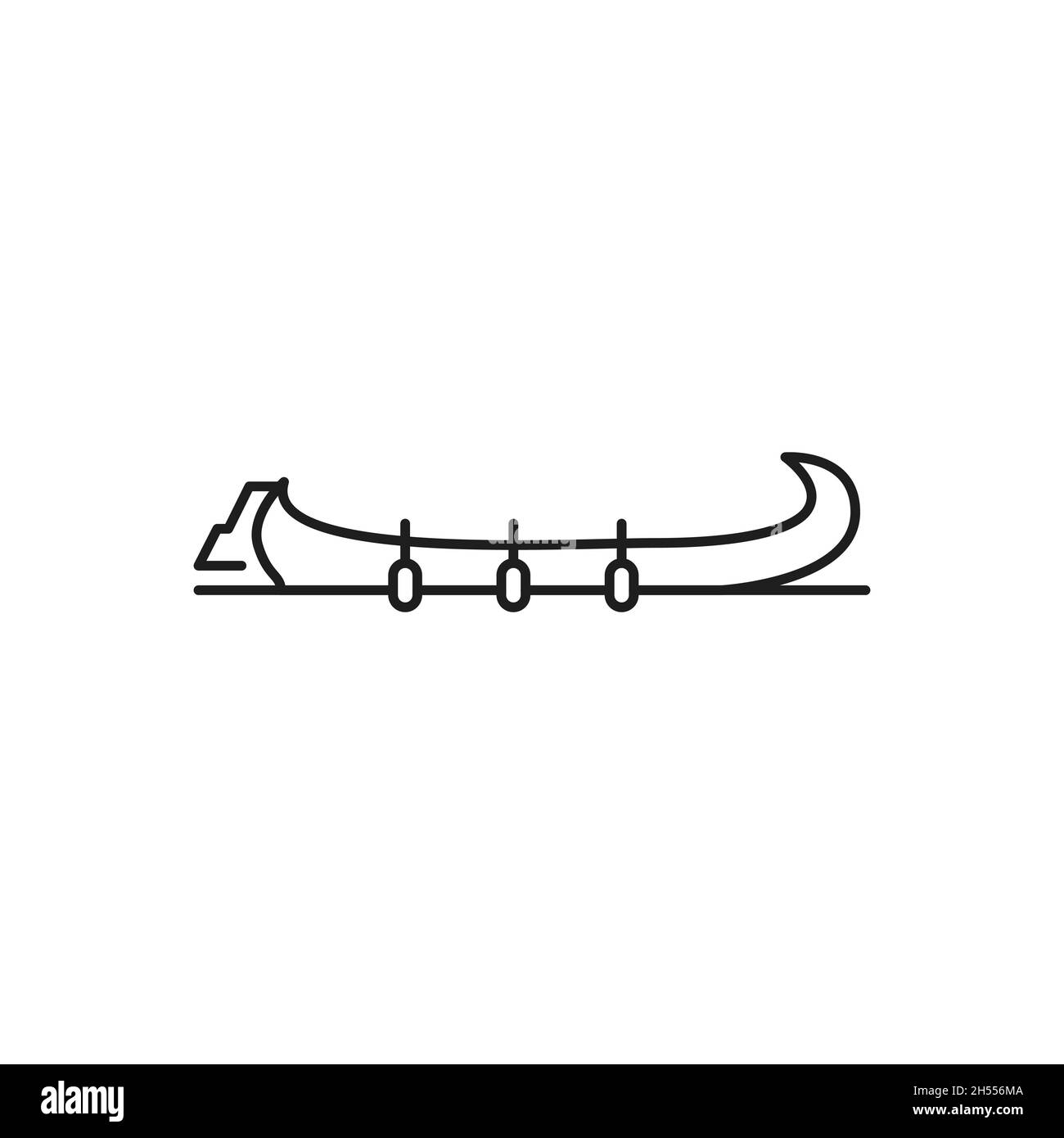 Rafelo o Aveiro barca isolato sottile linea icona. Vettore tradizionale barca porto simbolo del Portogallo. Portguese barca a vela pesca, trasporto retrò Illustrazione Vettoriale