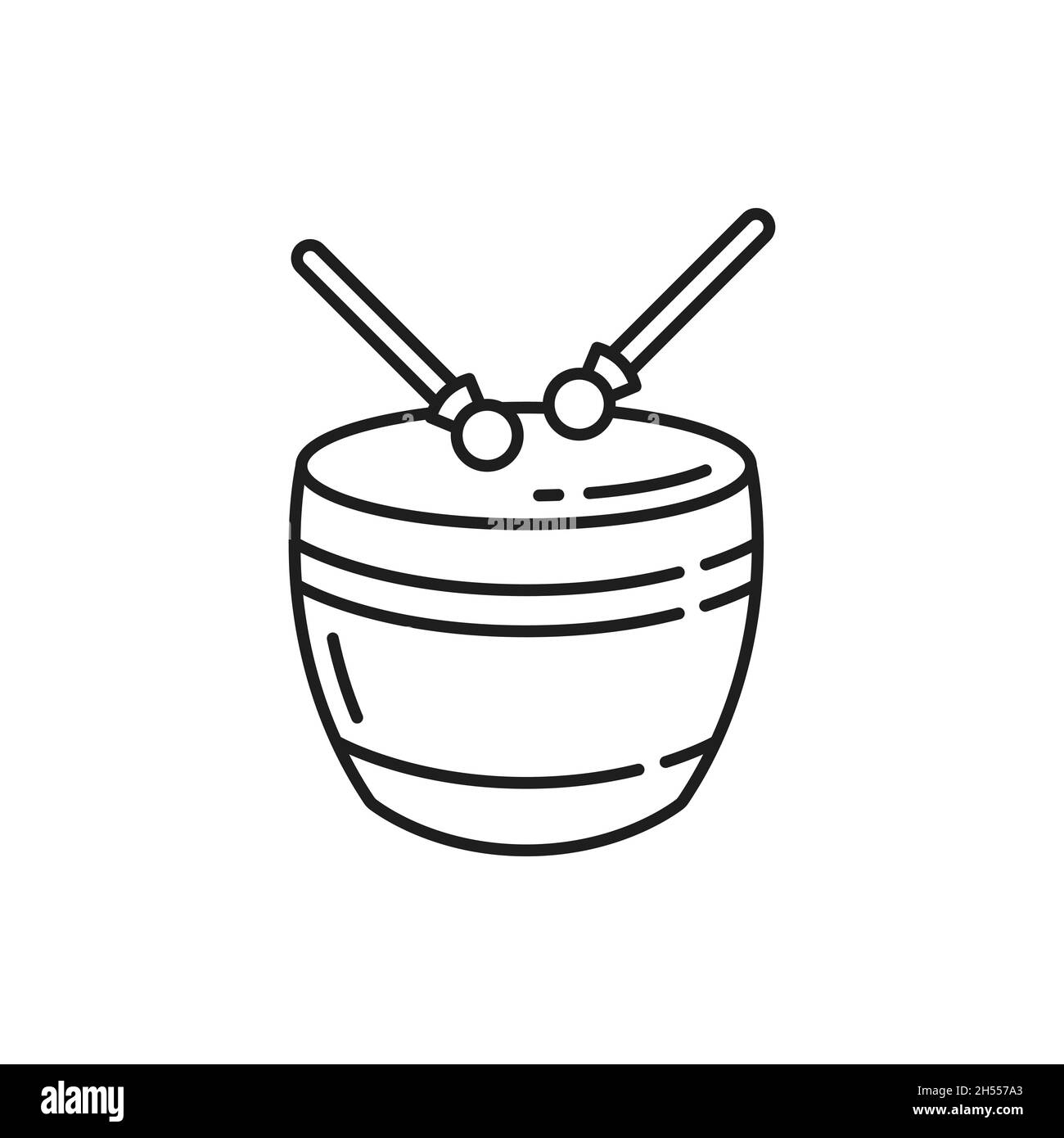 Chinese Fork percussion strumento isolato tamburo e tamburi icona linea sottile. Strumento musicale Vector lunar festa di capodanno, leone dan Illustrazione Vettoriale