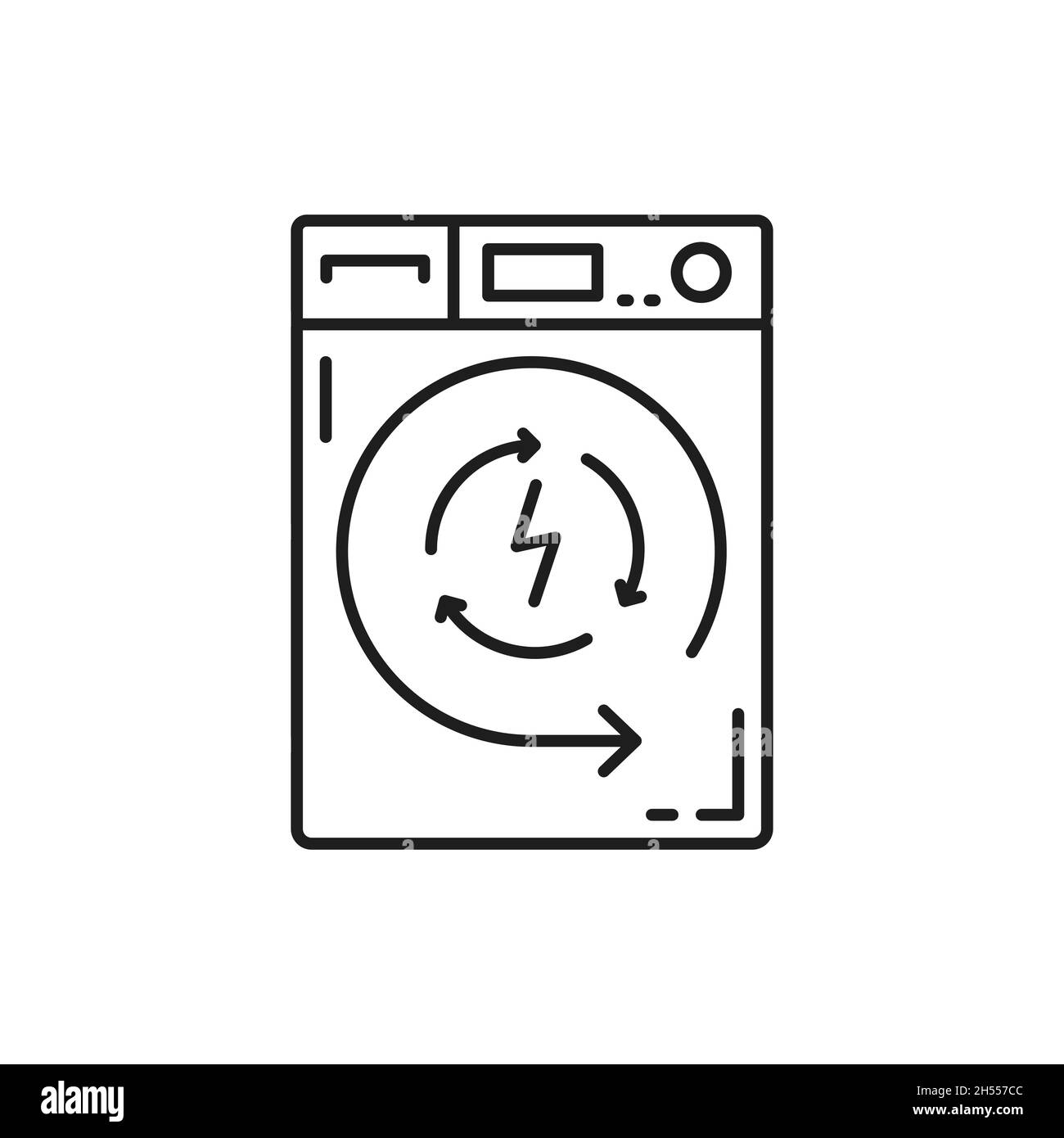 Lavatrice lavatrice elettrica isolata icona linea sottile. Apparecchiatura  di lavaggio di panno di bagno di vettore, cartello di rondella di acciaio.  Elettrodomestici, lavanderia automatica o Immagine e Vettoriale - Alamy
