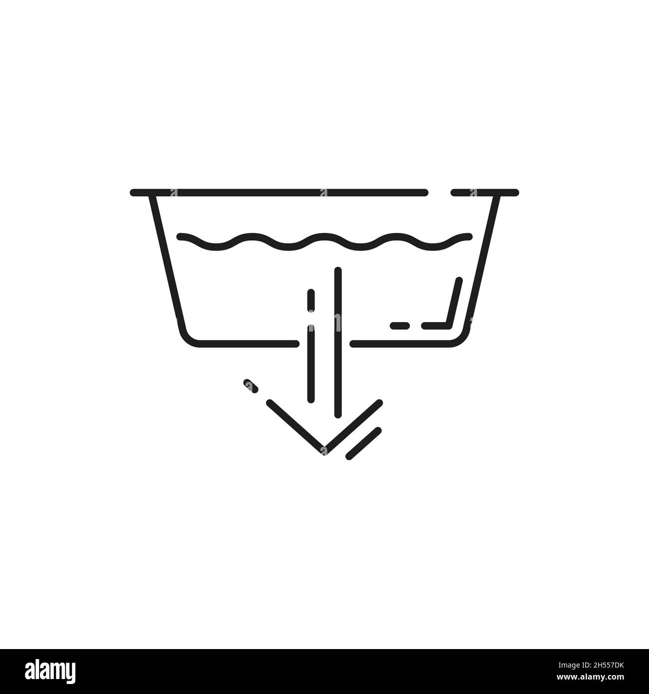 Scaricare, aggiungere acqua o detergente isolato linea ART icona lavatrice lavaggio. Vettore extra risciacquo segno sul programma elettrodomestici macchina, Illustrazione Vettoriale