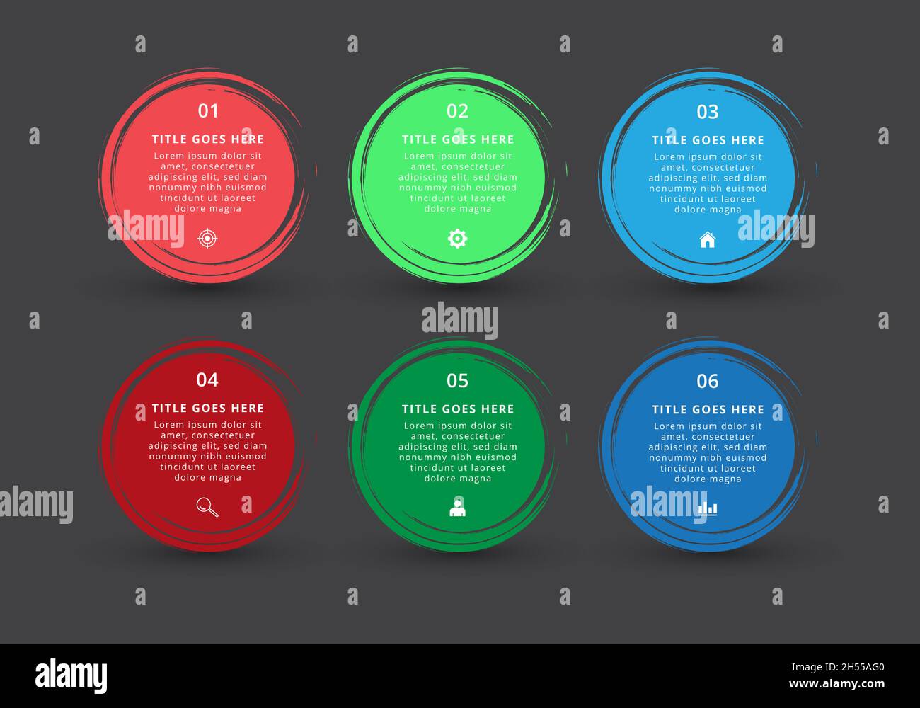 Infografica cerchio con stile pennello esterno Illustrazione Vettoriale
