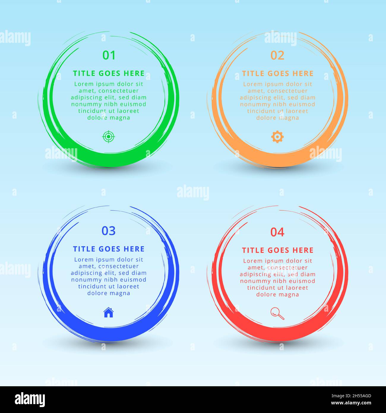 Infografica cerchio con stile pennello Illustrazione Vettoriale