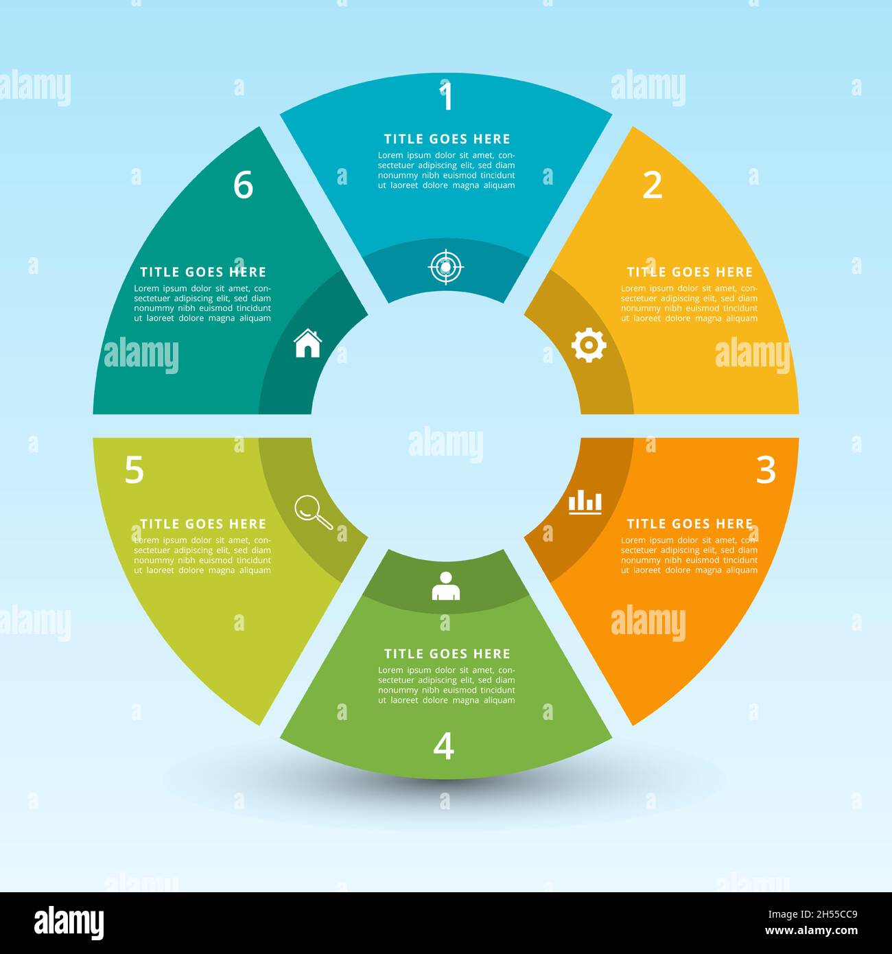 Infografica a grafico rotondo. Design moderno con icona Illustrazione Vettoriale