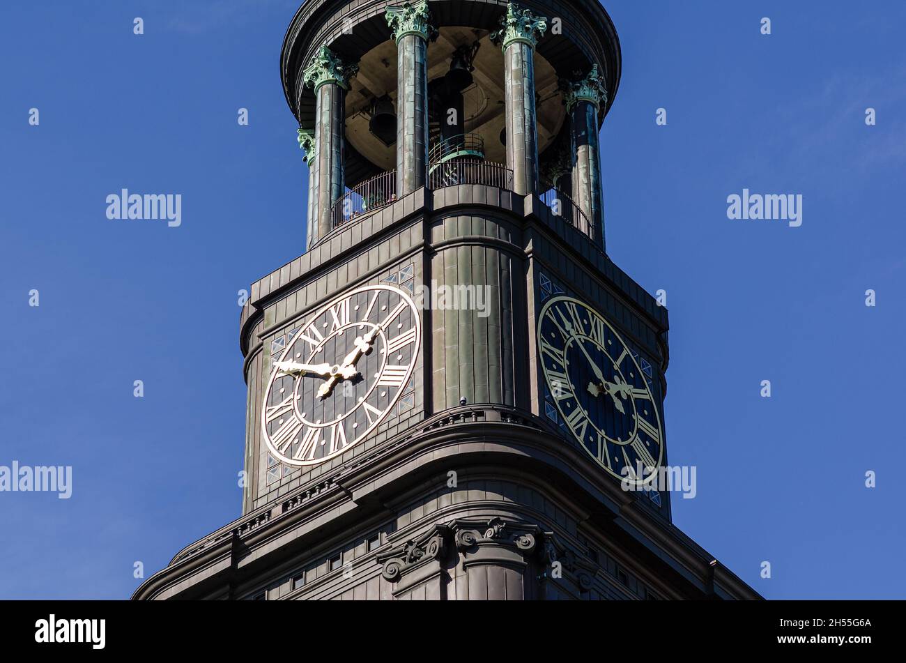 Dial of St. Michael's Church, Amburgo, Germania (in tedesco: Hauptkirche Sankt Michaelis, colloquialmente chiamato Michel) Foto Stock